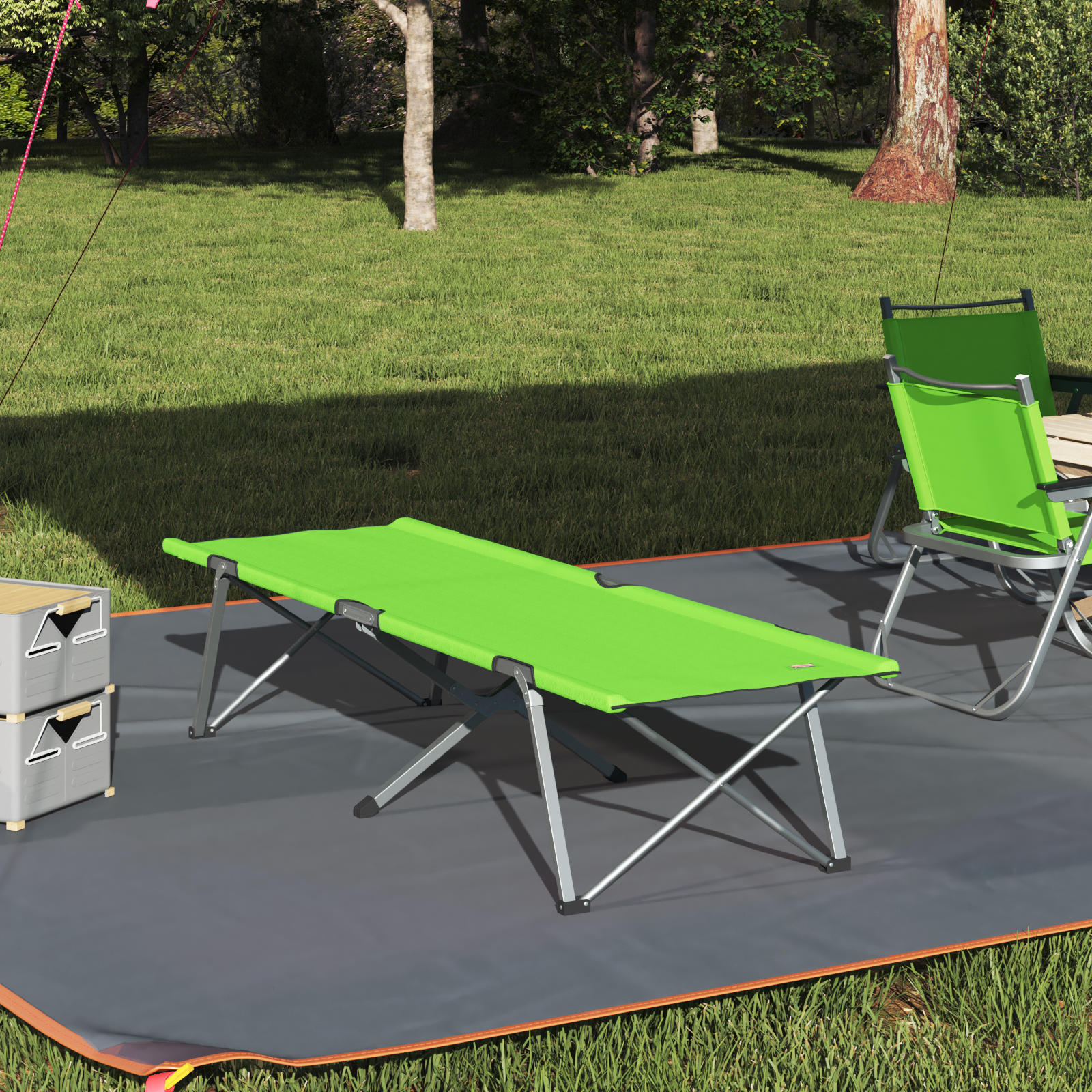 Letto Da Campeggio Pieghevole Verde Scuro 62 X 194 X 42 cm