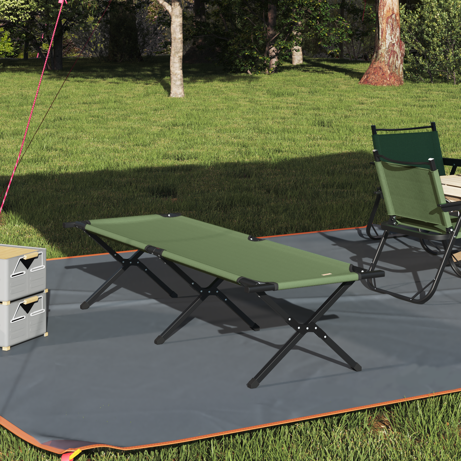 Letto Da Campeggio Pieghevole Amy Gialla Tessuto Oxford