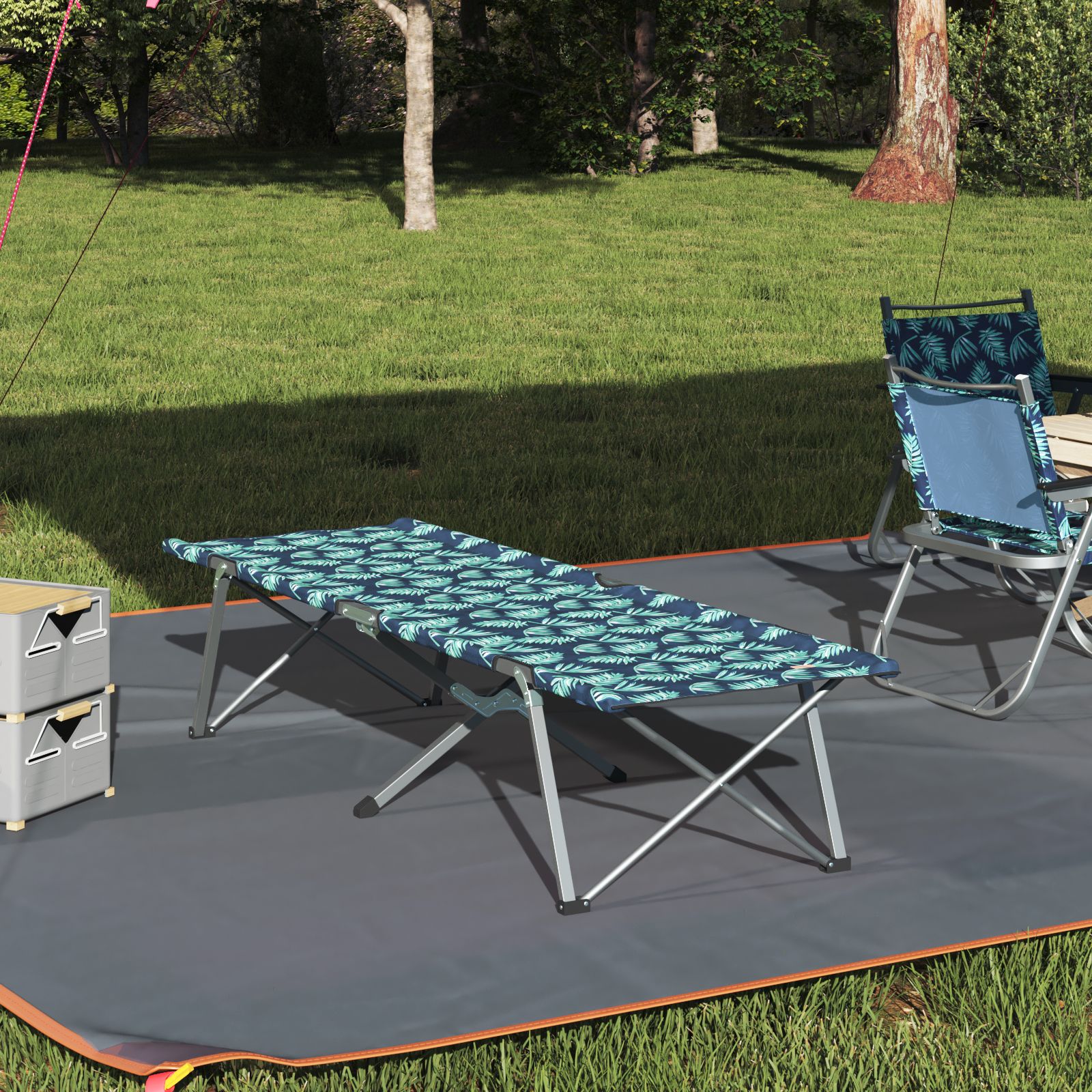 Letto Da Campeggio Pieghevole Motivo A Foglia 62 X 194 X 42 cm