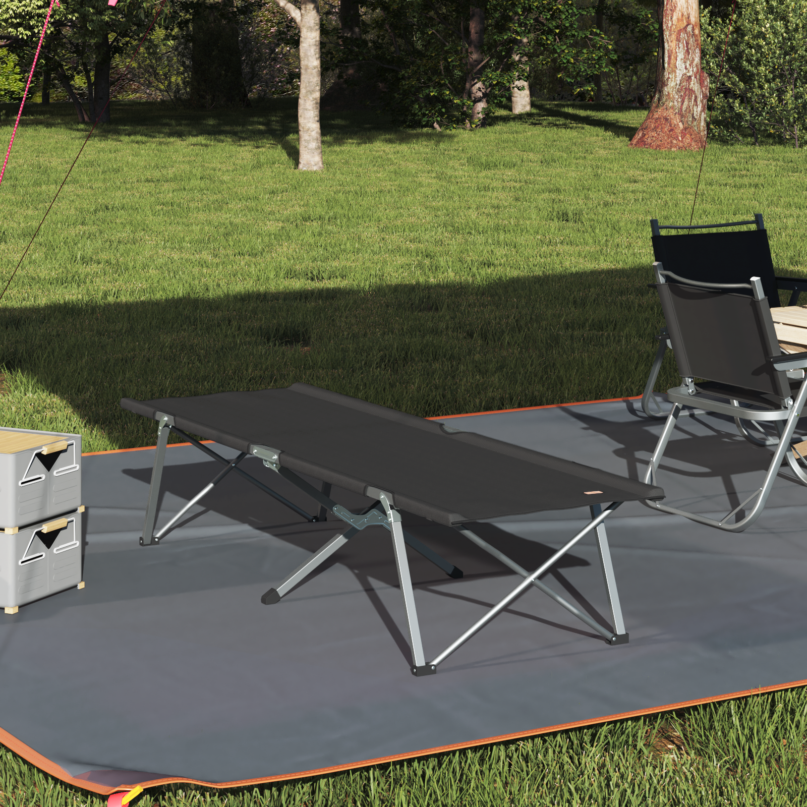 Letto Da Campeggio Pieghevole Nero 62 X 194 X 42 cm