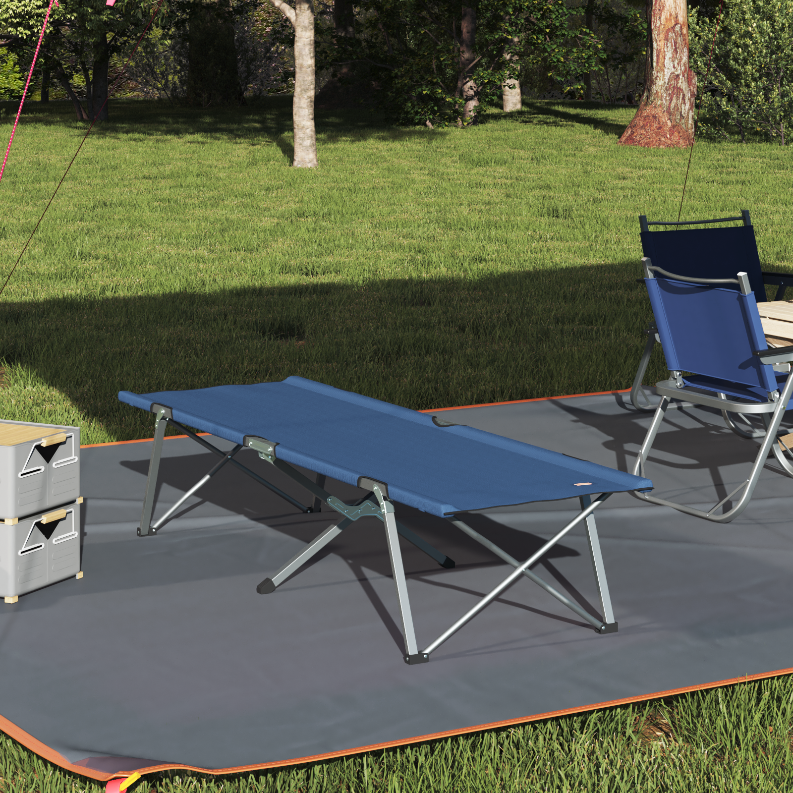 Letto Da Campeggio Pieghevole Blu 62 X 194 X 42 cm