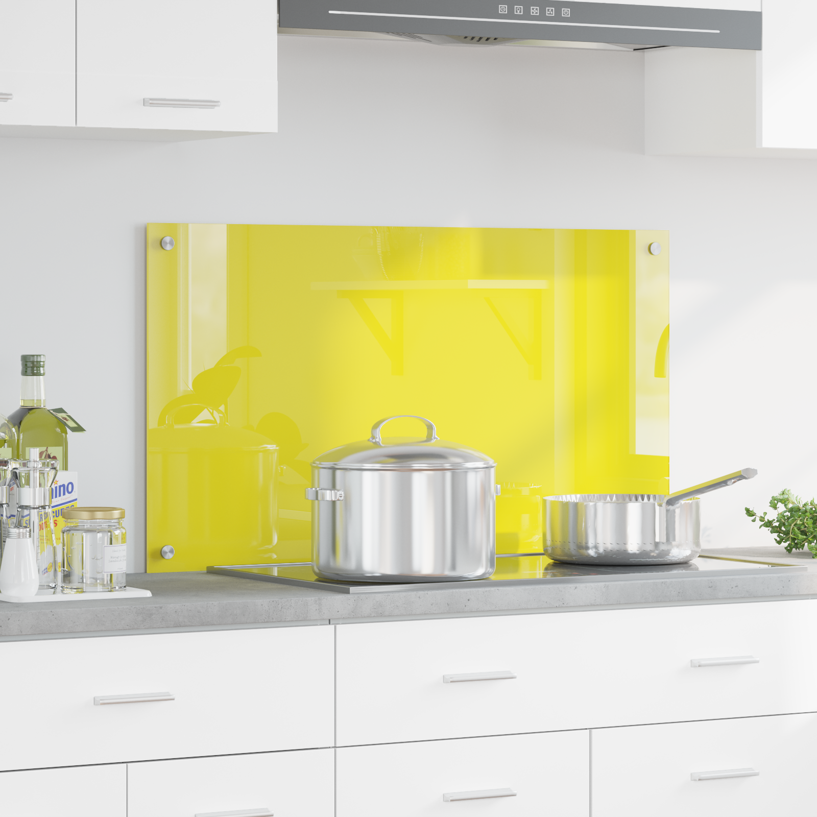 Rivestimento Da Cucina Giallo 90 X 50 X 0,6 Cm Vetro Temperato