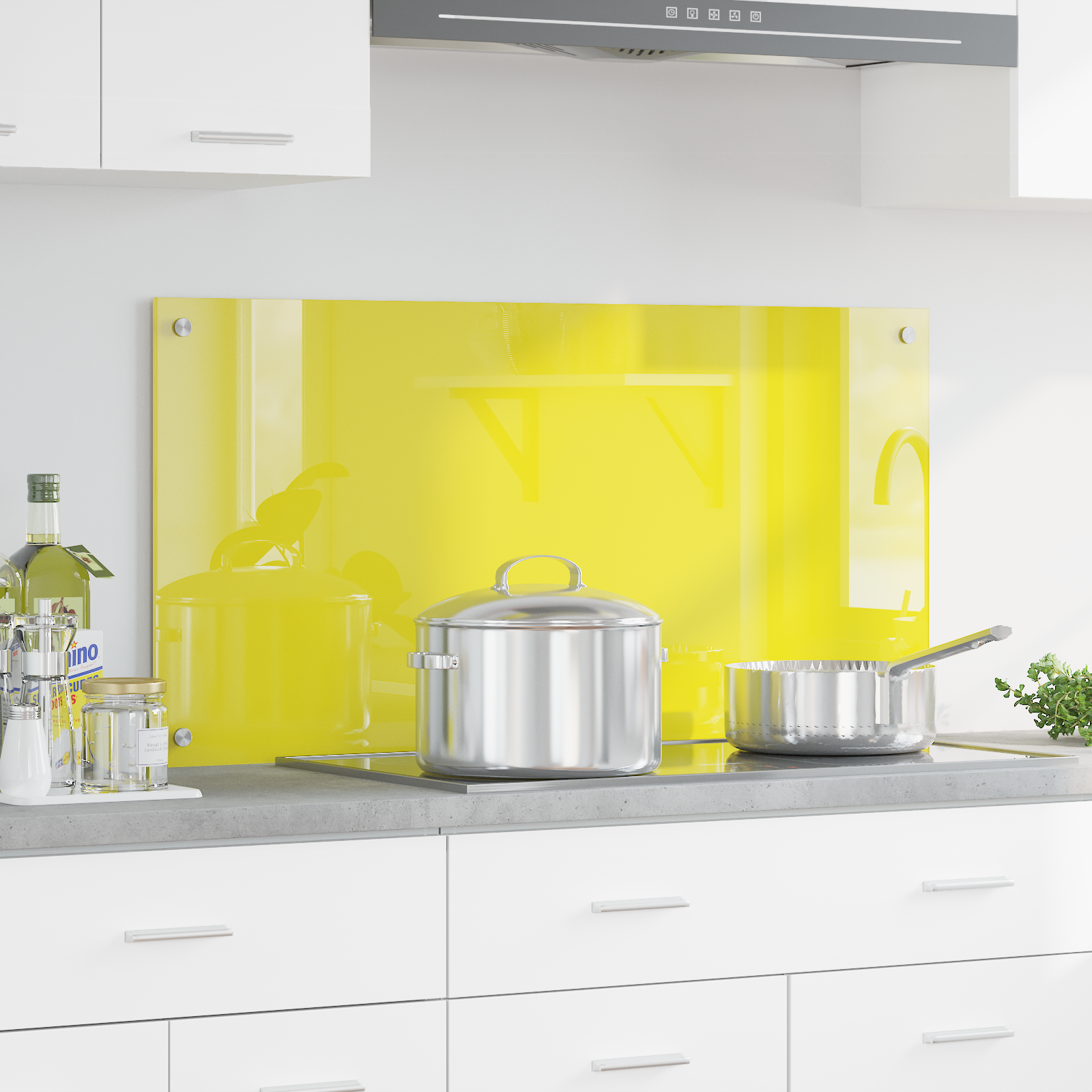 Rivestimento Da Cucina Giallo 100 X 50 X 0,6 Cm Vetro Temperato