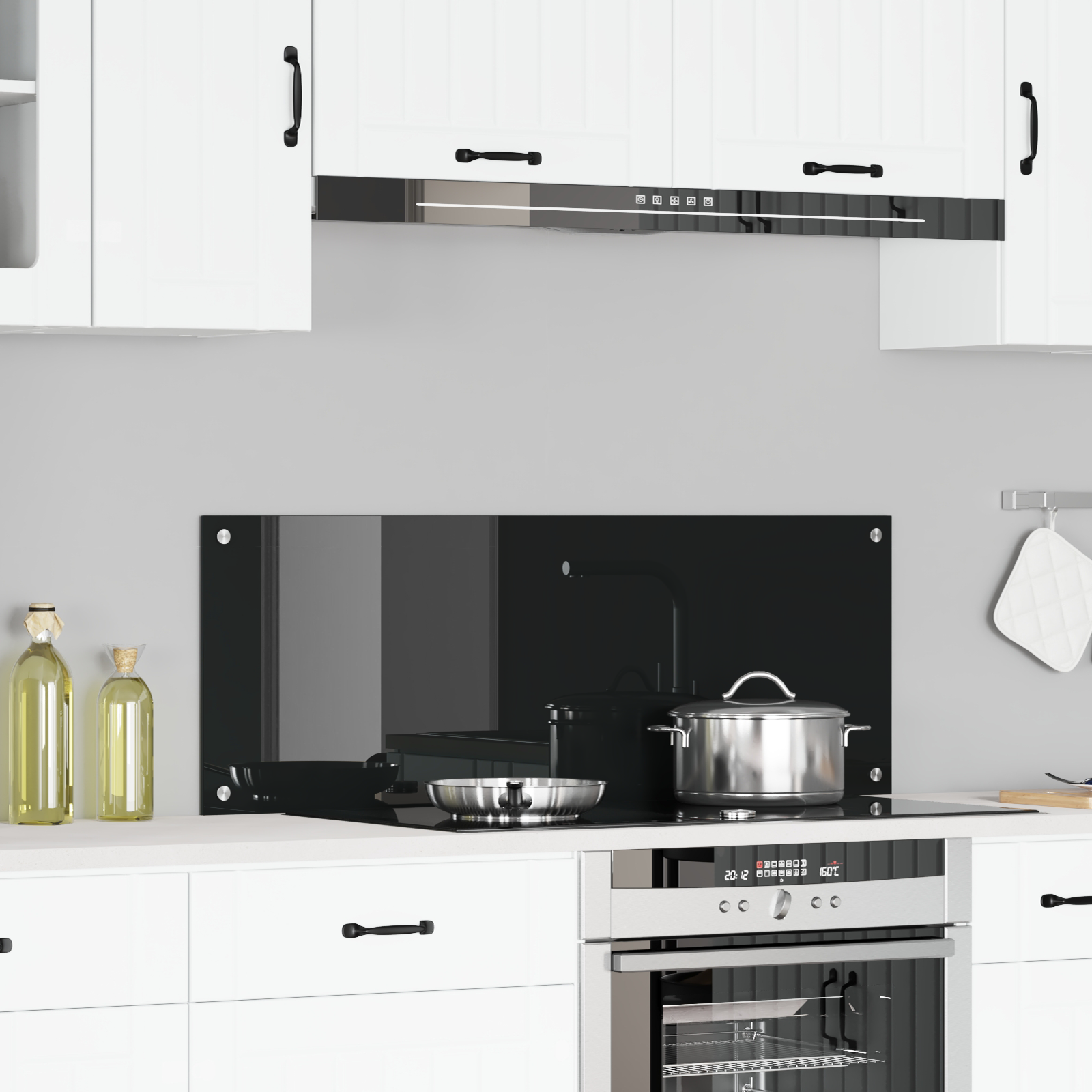 Rivestimento Da Cucina Nero 110 X 40 X 0,6 Cm Vetro Temperato
