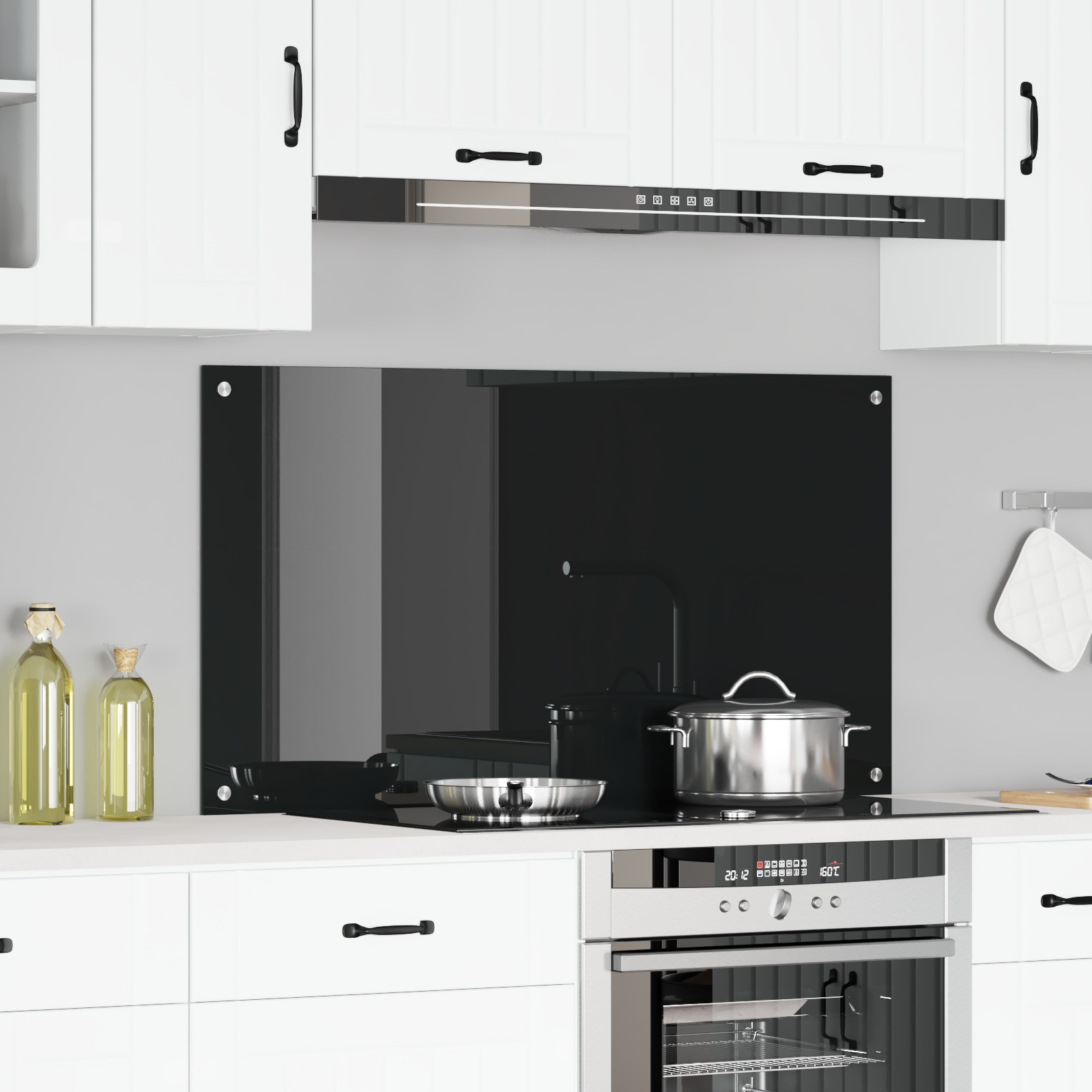 Rivestimento Da Cucina Nero 110 X 60 X 0,6 Cm Vetro Temperato
