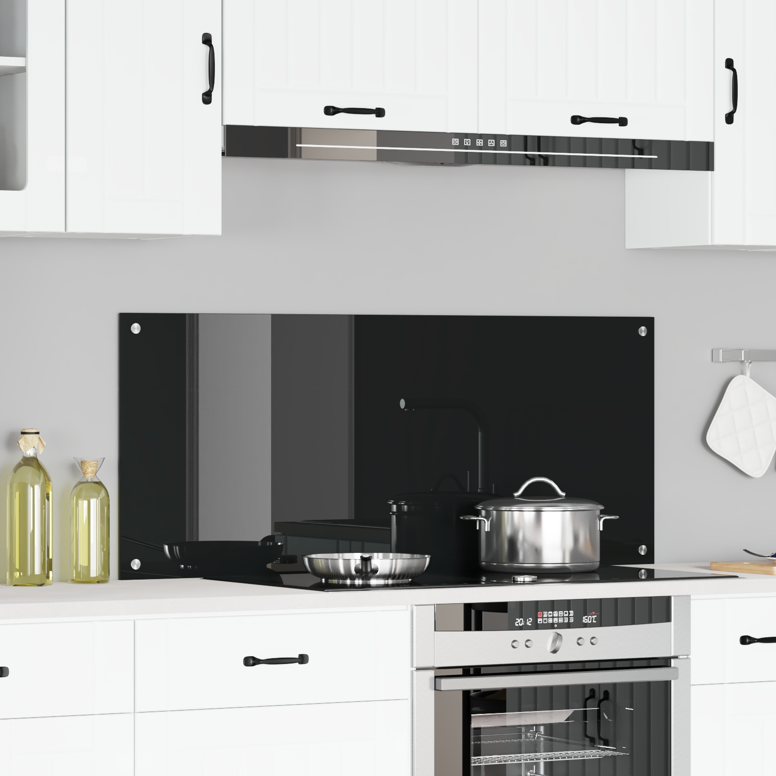 Rivestimento Da Cucina Nero 120 X 50 X 0,6 Cm Vetro Temperato