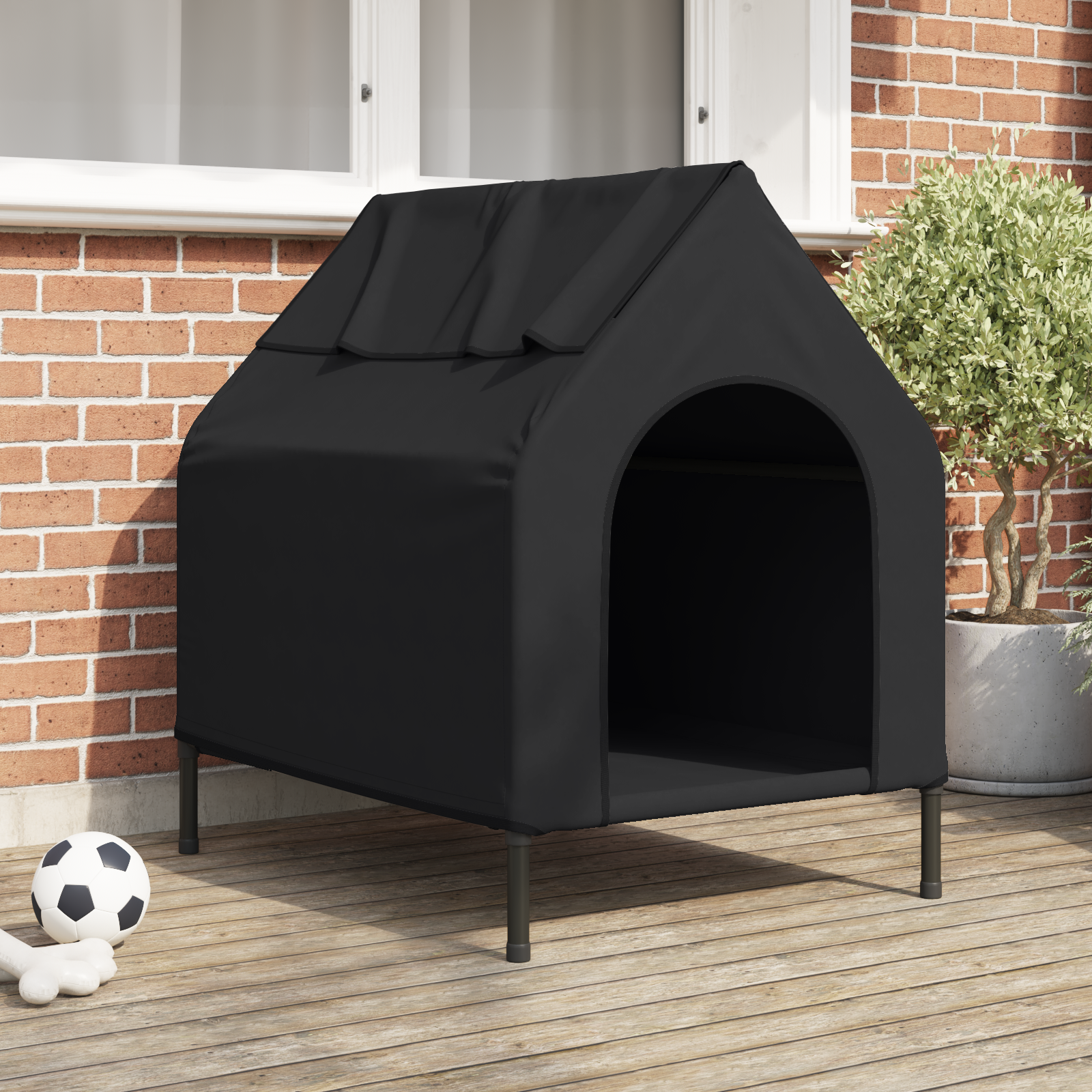 Cuccia Per Cani Nero 90 X 65 X 85 Cm Tessuto Oxford E Acciaio