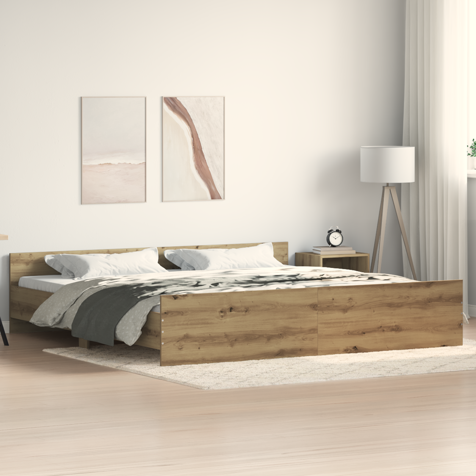 Letto Artigianale Rovere 200x200 Cm Legno Ingegnerizzato