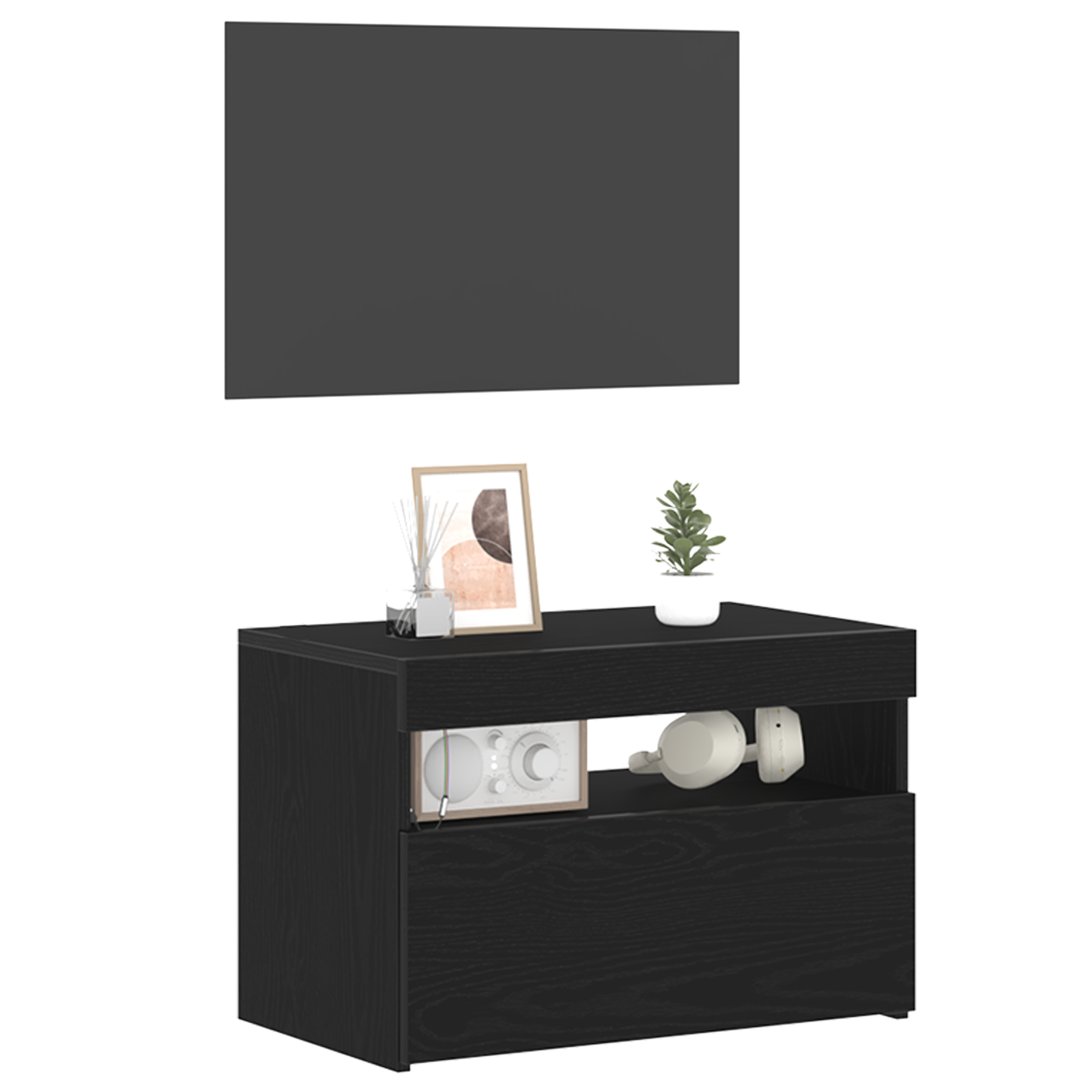 Armadio Da Notte Rovere Nero 60 X 35 X 40 Cm Legno Multistrato - Image 3