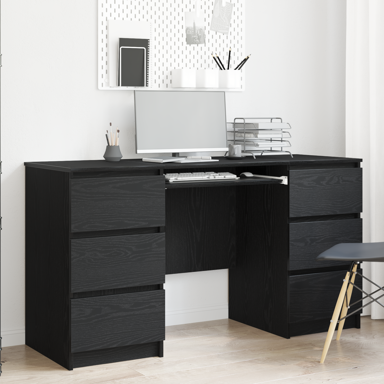 Scrivania Rovere Nero 140 X 50 X 76 Cm Legno Multistrato