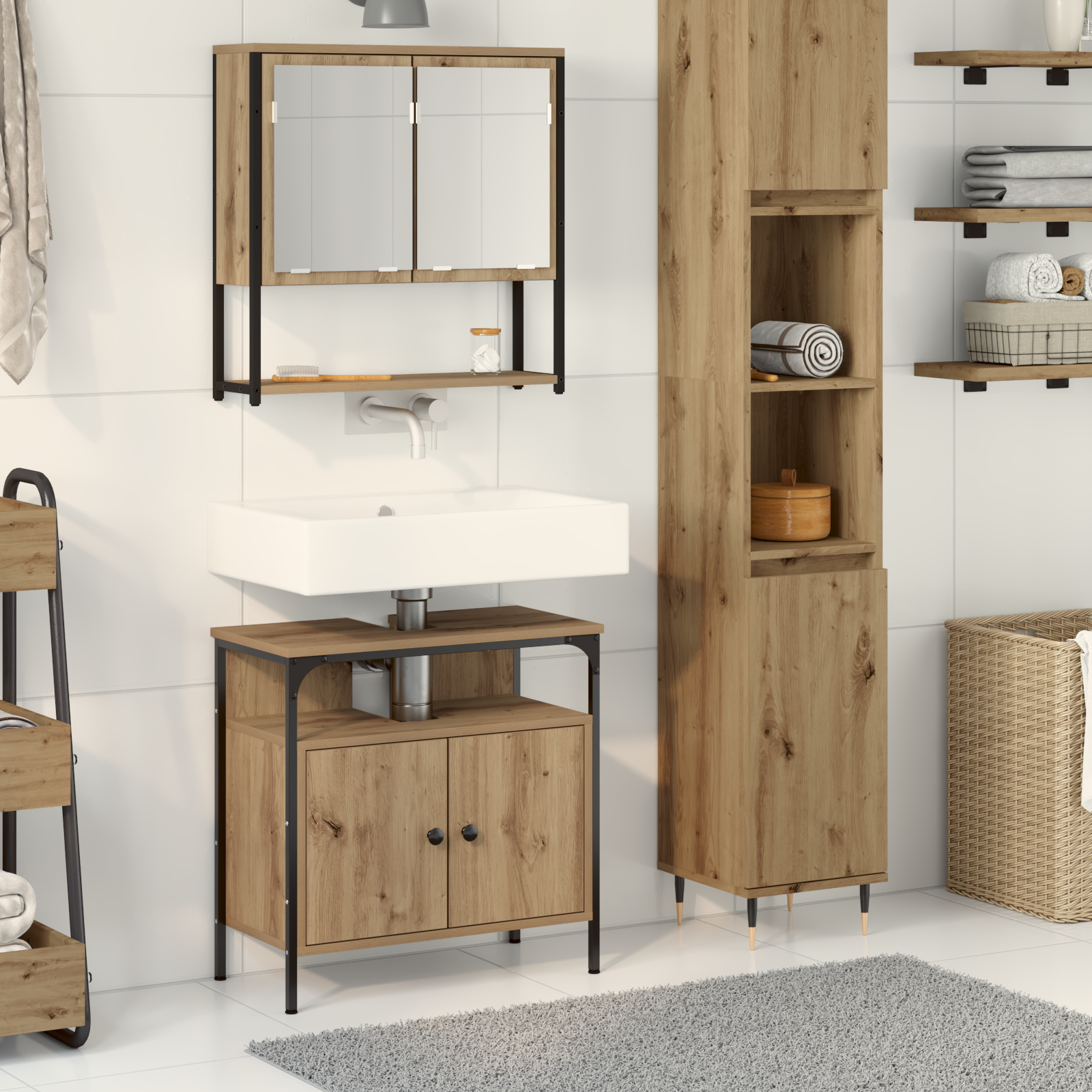 Set Di Mobili Per Il Bagno 2 Pcs Marrone Legno Multistrato