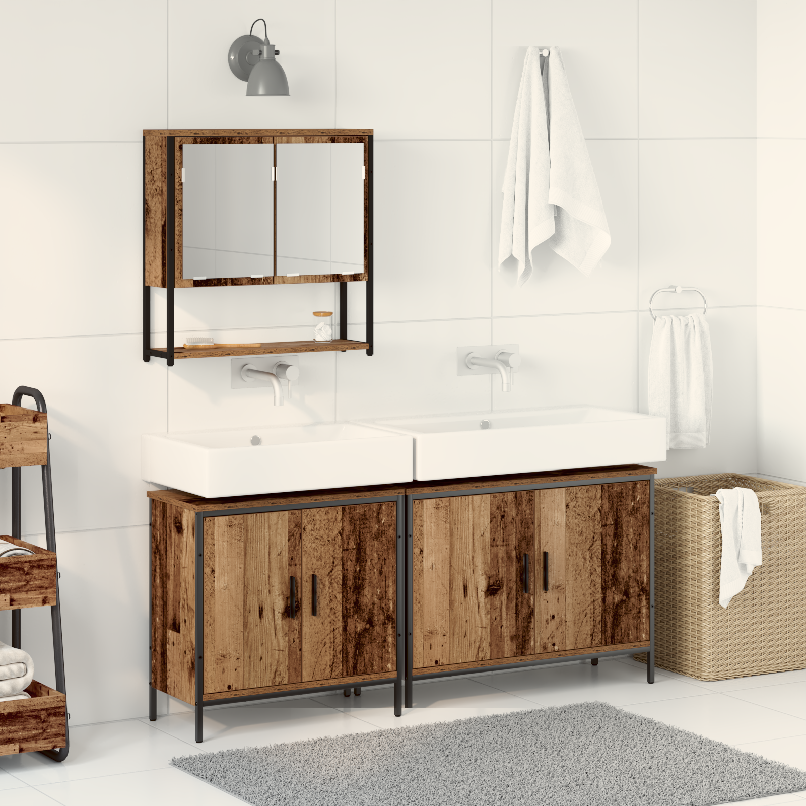 Set Di Mobili Per Il Bagno 3 Pcs Marrone Legno Multistrato