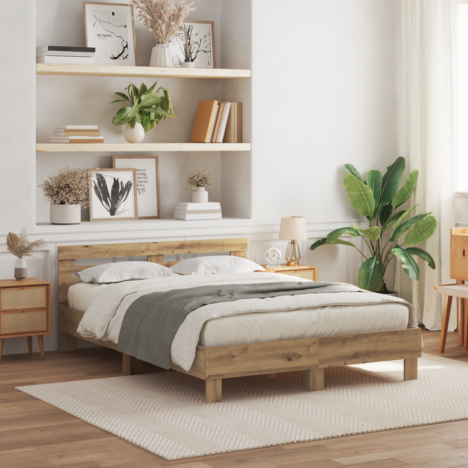 Rete Letto In Rovere Di Rovere Artigianale Legno Massello Di Rovere