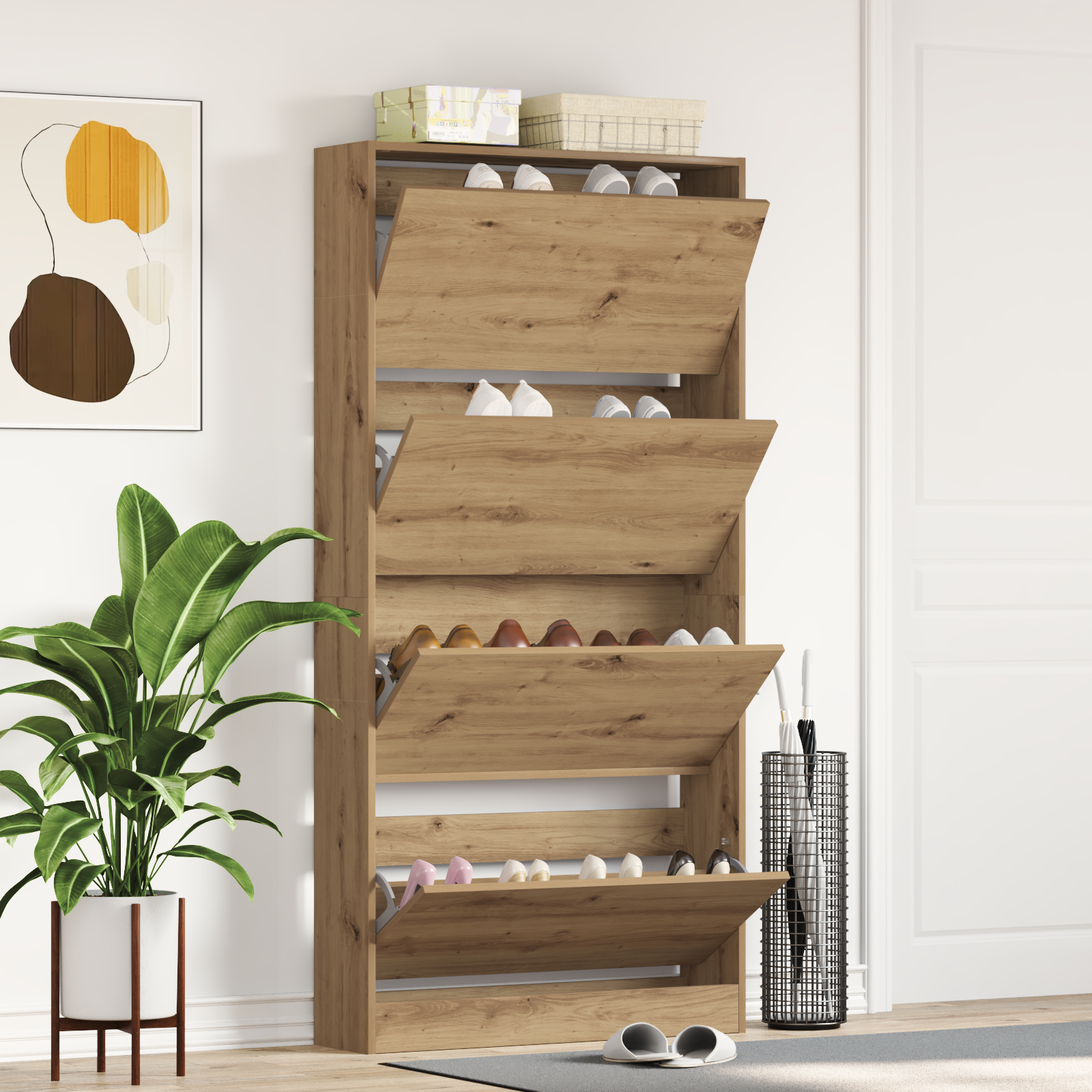 Armadio Per Scarpe Rovere Artigianale Legno Ingegnerizzato