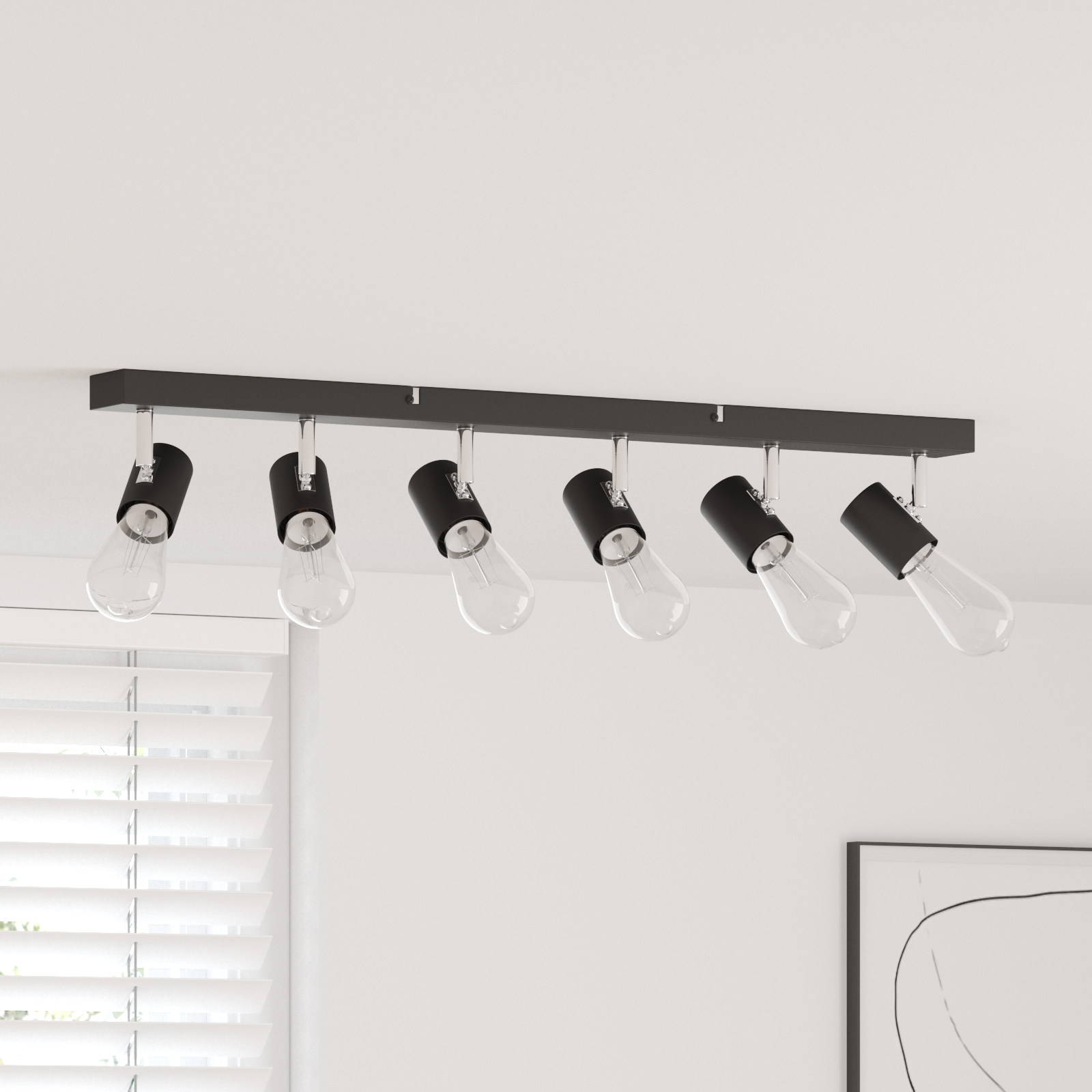 Faretto Da Soffitto Nero 73 X 6.5 X 11.5 Cm Acciaio