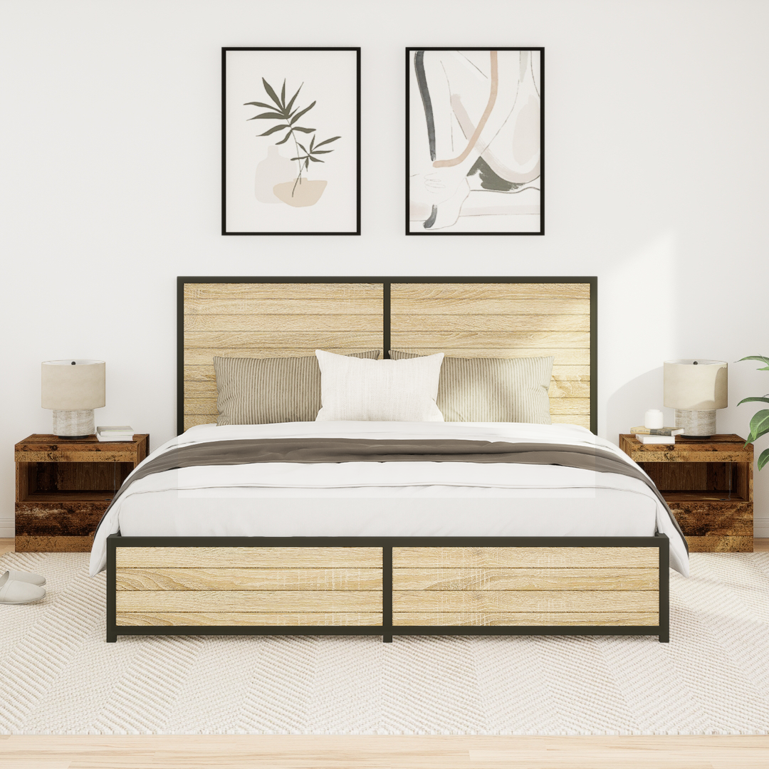 Armadi Laterali Con Luci Led 2 Pezzi Legno Vecchio 50x40x45 cm
