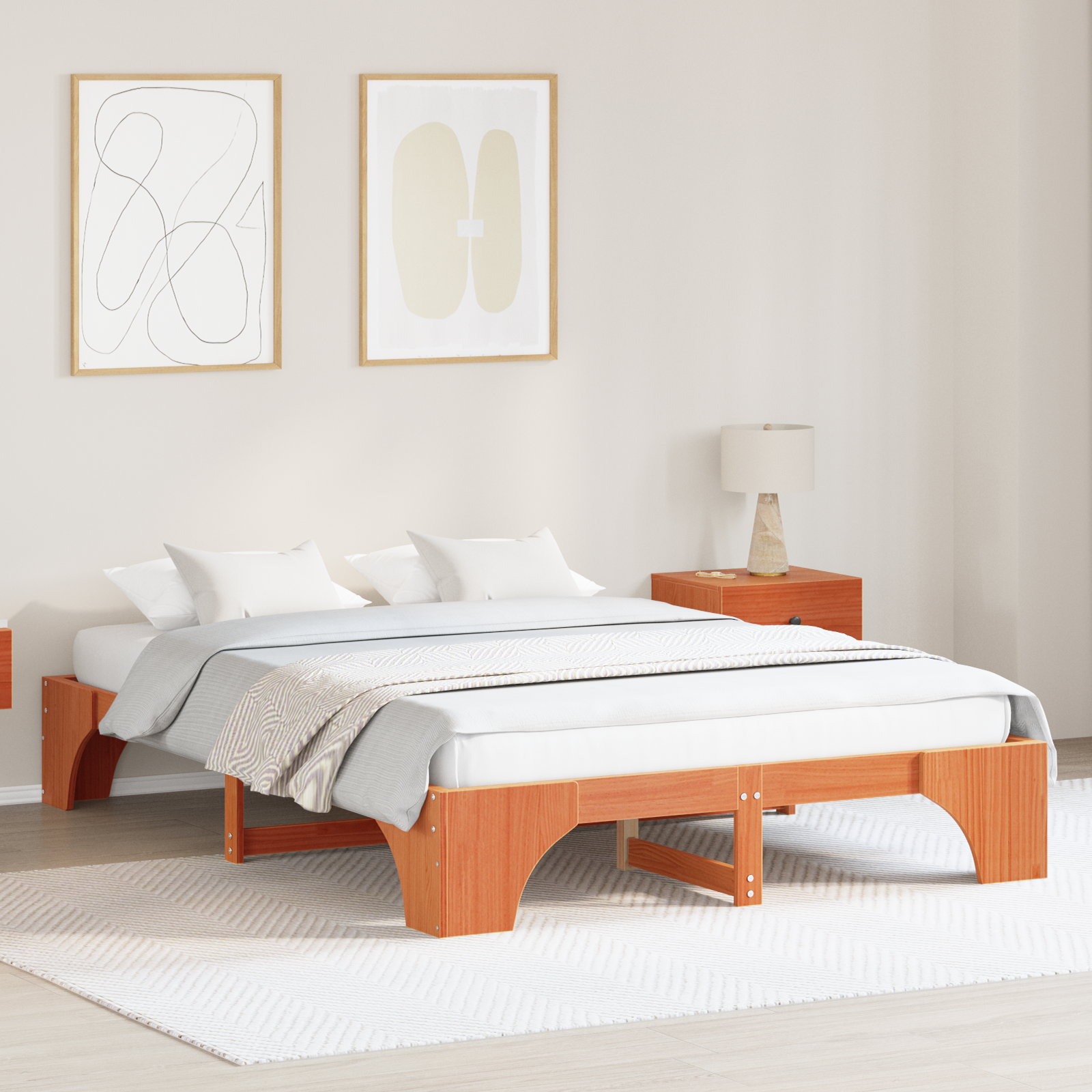 Letto Marrone Cerato 160x200 Cm In Legno Massello Di Pino