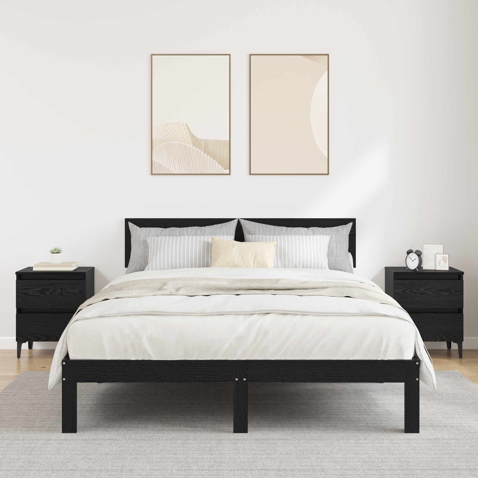 Armadi Da Letto 2 Pz Rovere Nero 40x35x50 Cm Legno Ingegnerizzato