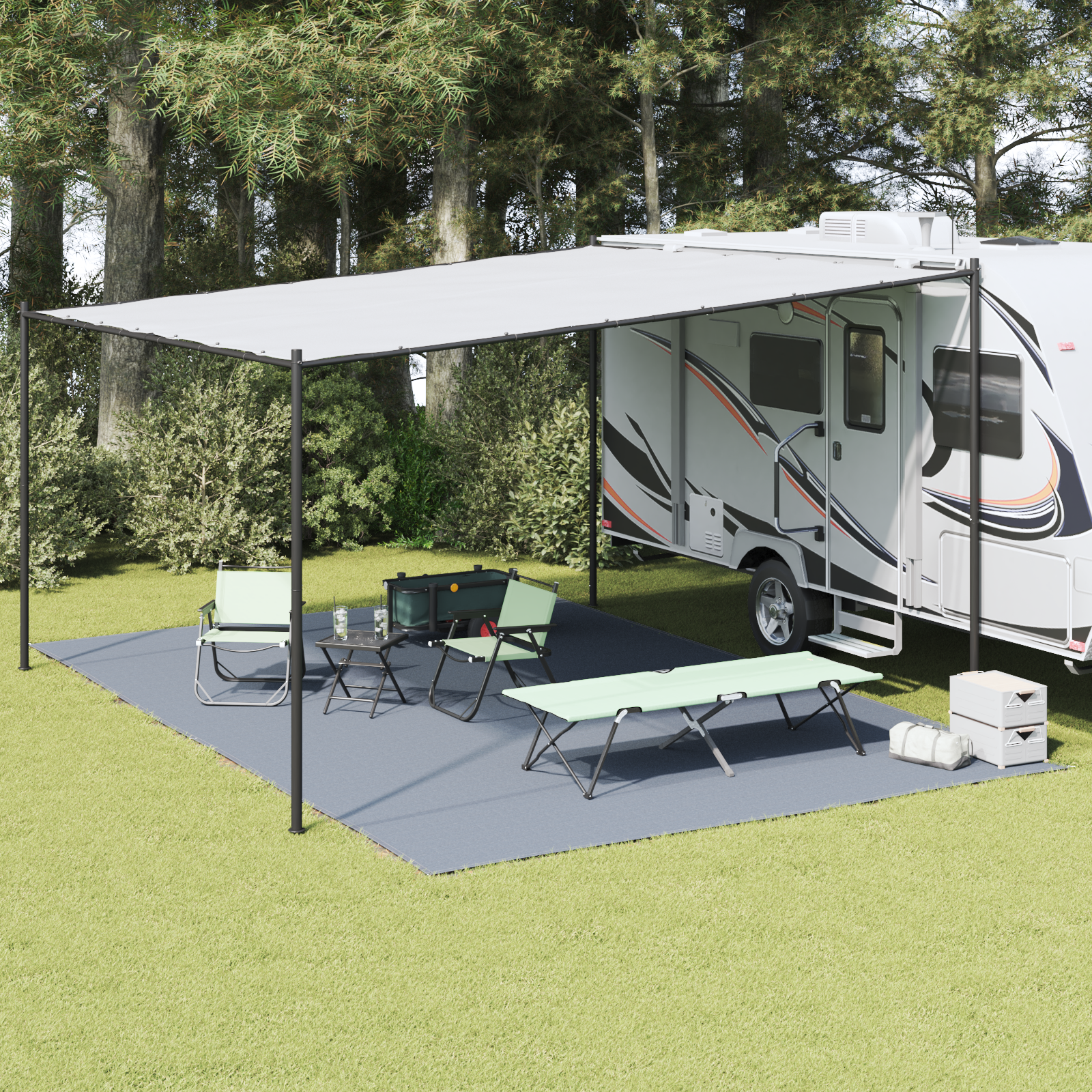 Accessorio Per Tenda BlU-Grigio Poliestere 250 X 600 Cm Portatile