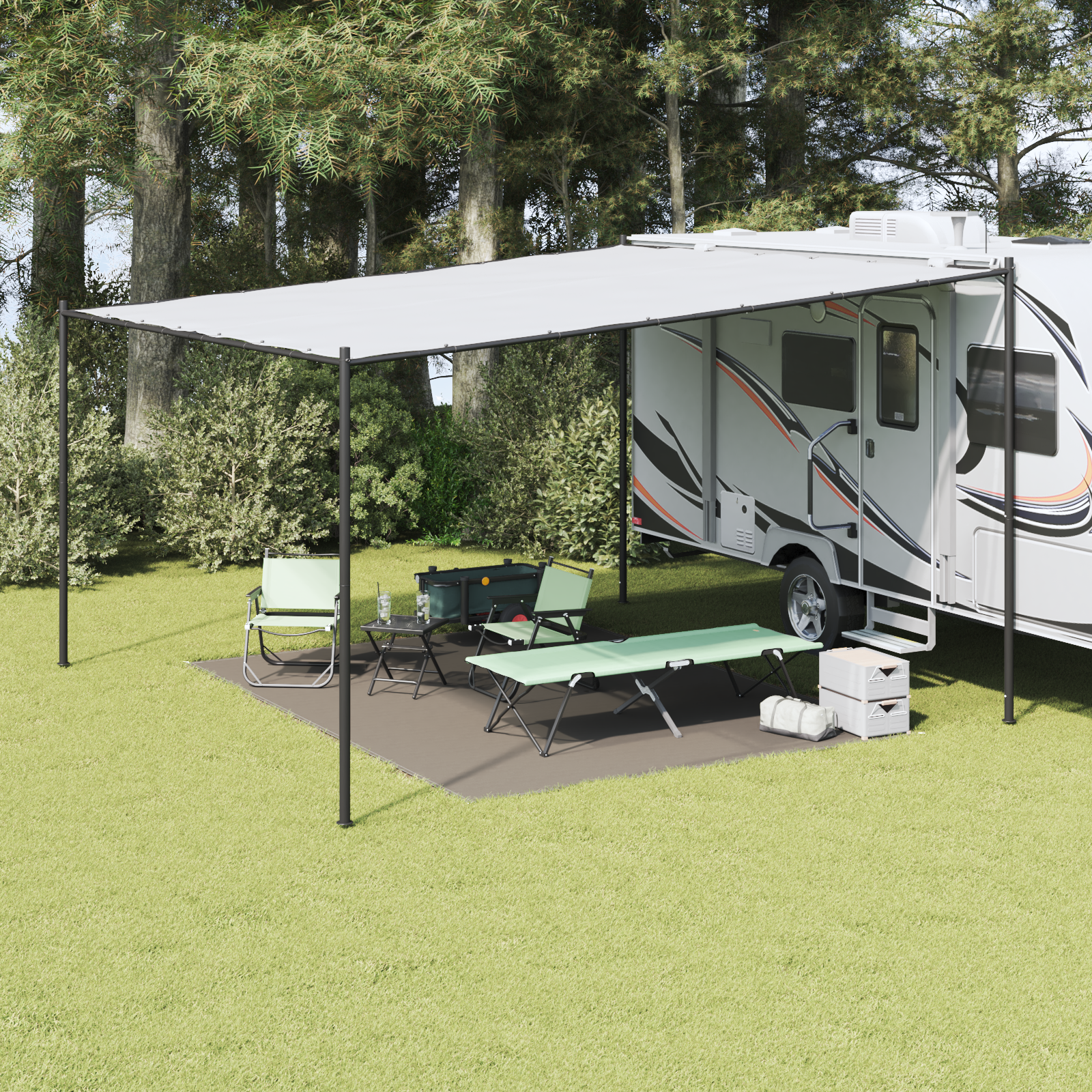 Accessorio Tenda Grigio Chiaro Poliestere 300 X 400 cm