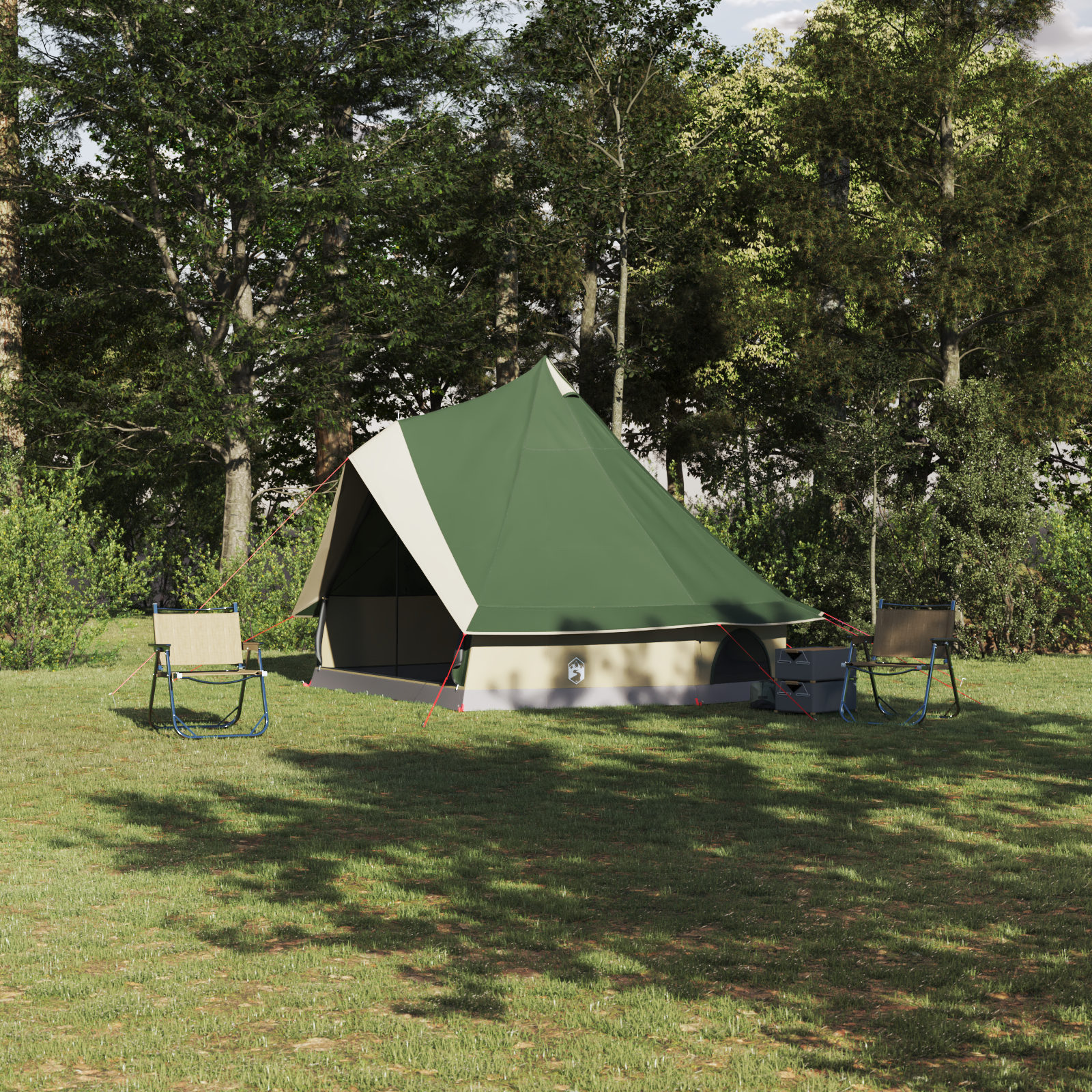 Tenda Tipi Familiare Con Tetto Verde E Beige 400 X 346 X 250 cm