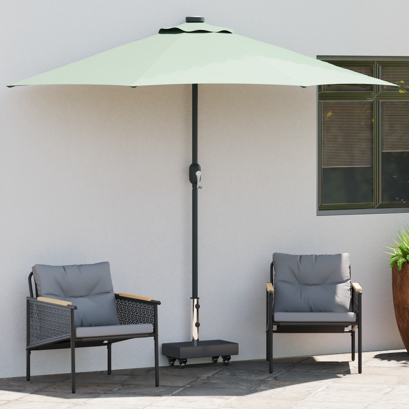 Base Per Ombrellone Nero 45 X 25 X 45 Cm Granito E Acciaio