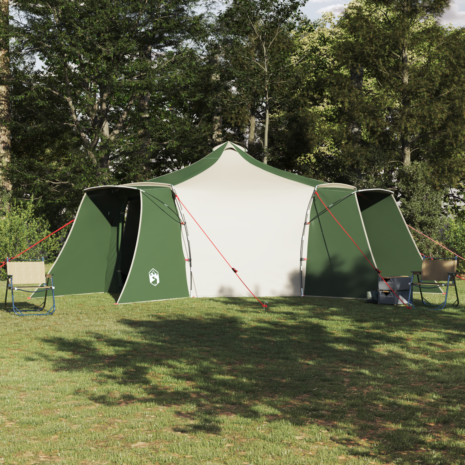 Tenda Tipi Con Tetto Verde E Beige 492 X 492 X 275 Cm Tessuto