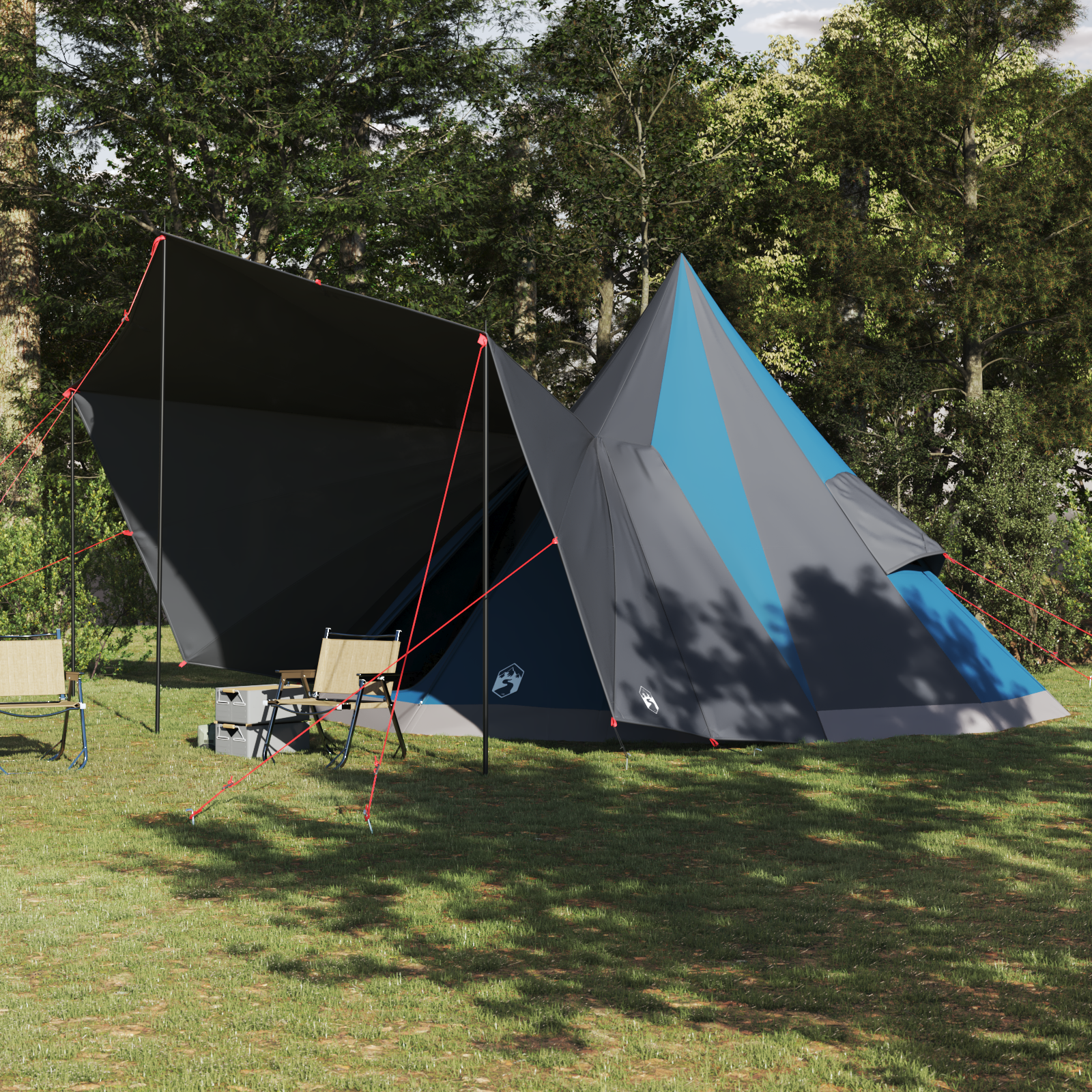 Tenda Tipi Familiare Con Tetto Blu E Grigio 510 X 690 X 330 cm