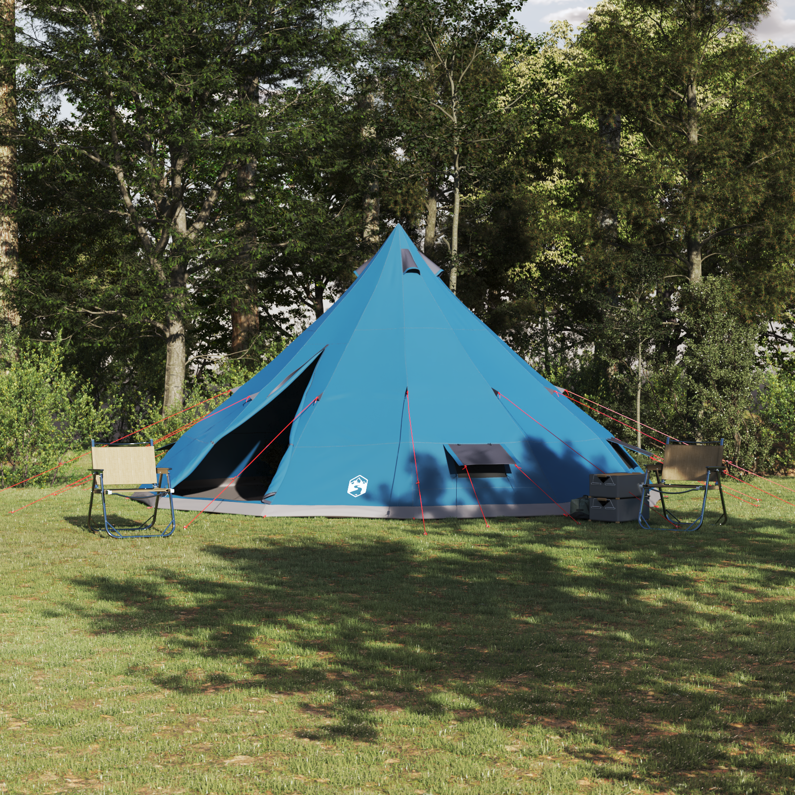 Tenda Tipi Familiare Con Tetto Blu E Grigio 560 X 560 X 300 cm
