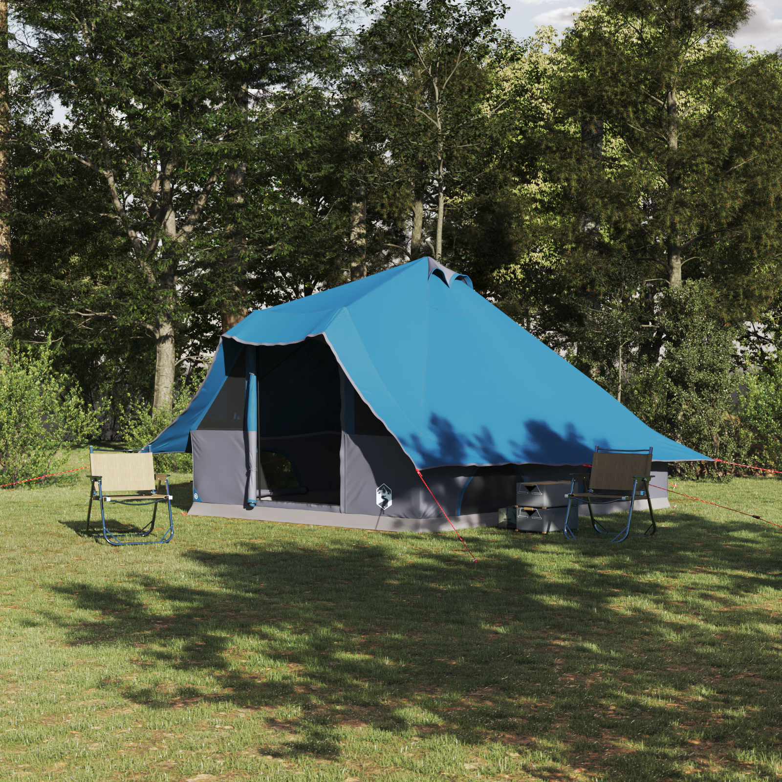 Tenda Tipi Familiare Con Tetto Blu E Grigio 358 X 296 X 258 cm
