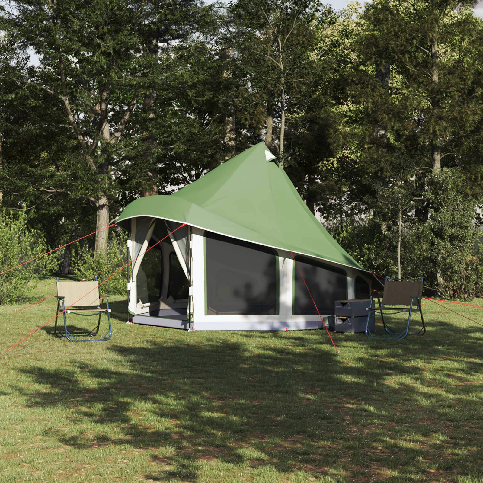Tenda Tipi Familiare Con Tetto Verde 404 X 370 X 270 cm