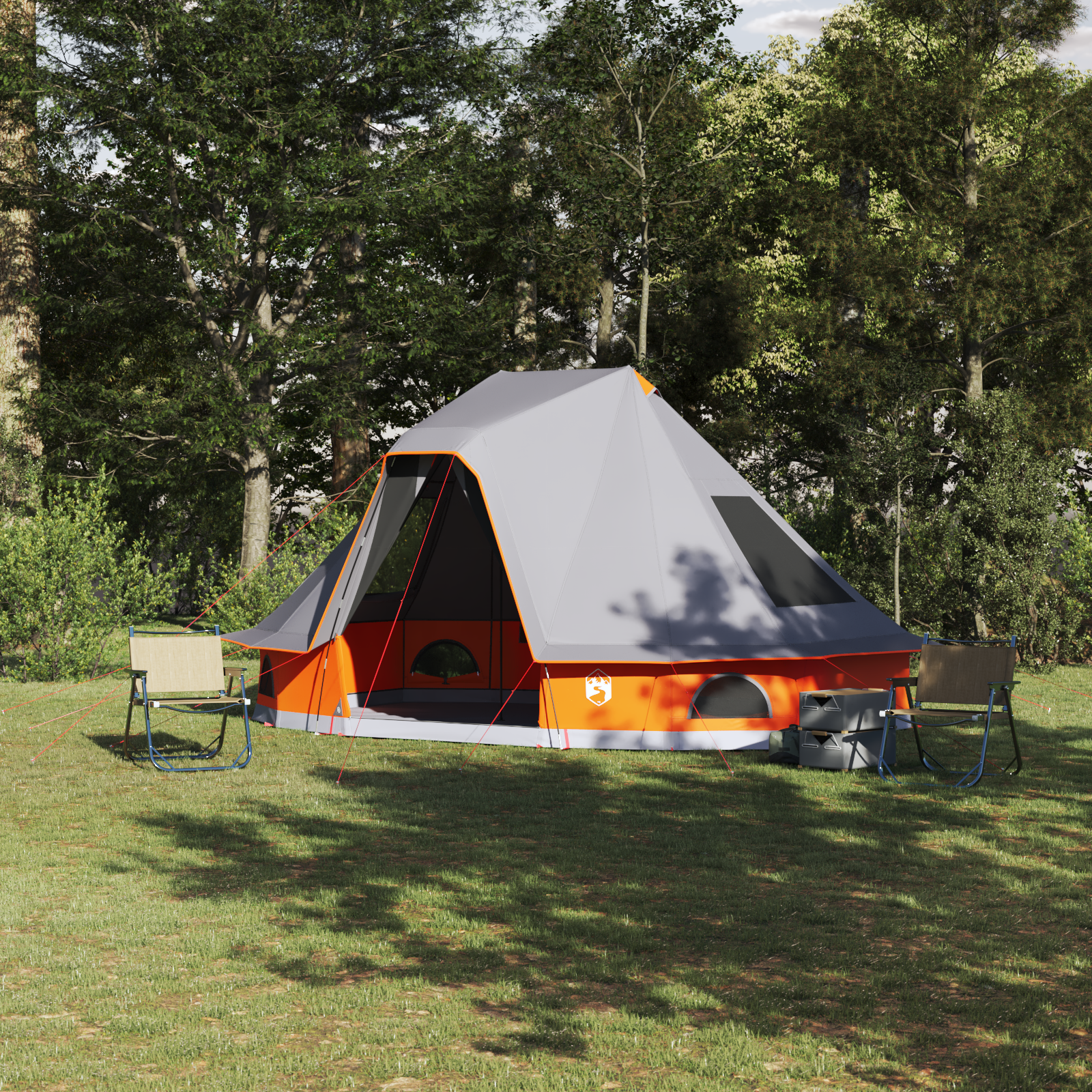 Tenda Tipi Familiare Grigio E Arancione 466 X 310 X 240 cm
