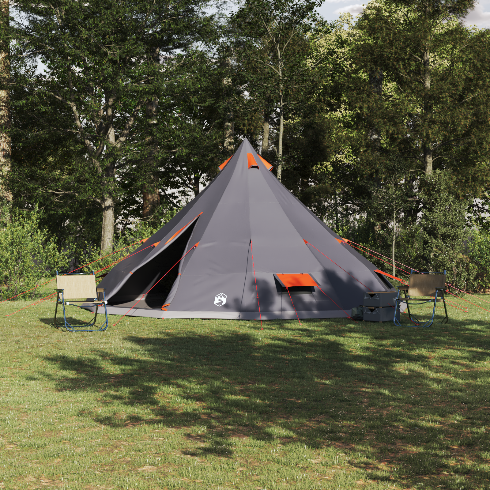 Tenda Tipi Familiare Grigio E Arancione 560 X 560 X 300 cm