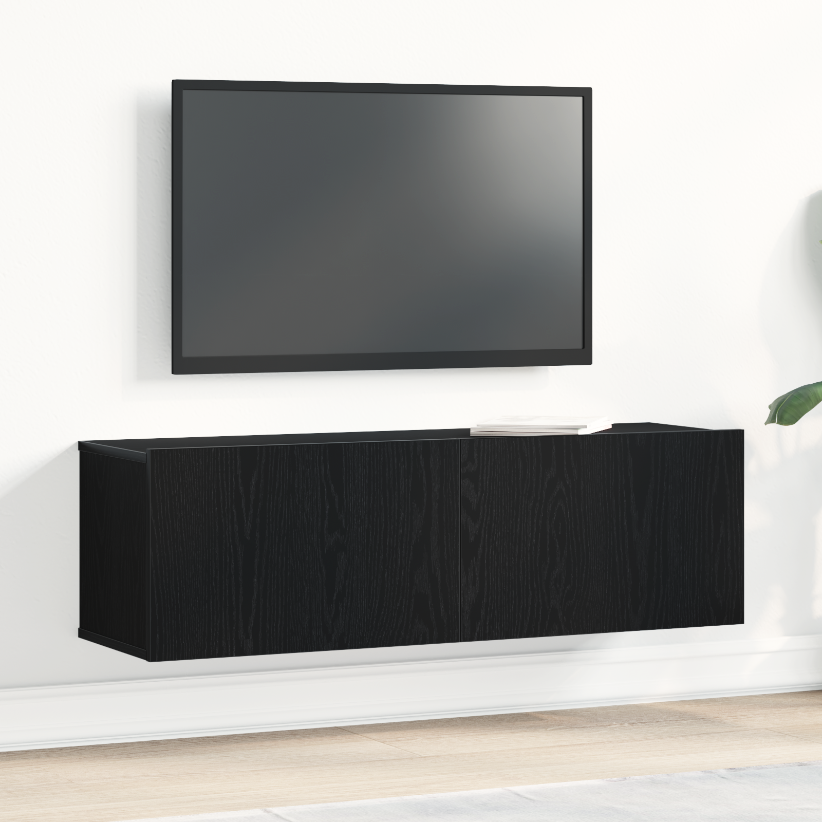 Mueble de TV Montado en la Pared de Roble Negro vidaXL 100x30x30 cm Hecho de Madera Ingenierizada