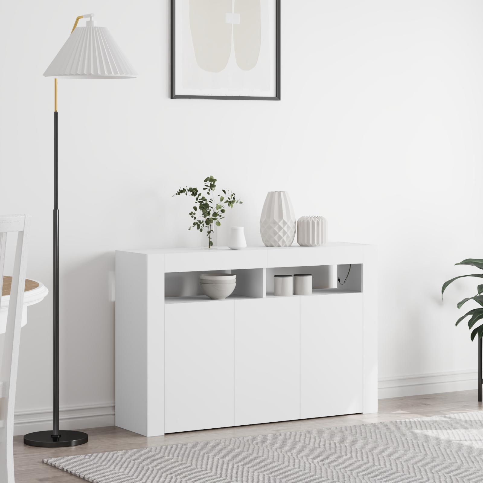 vidaXL Weißer Sideboard Weiß Engineered Wood 116 x 30 x 75 cm Modern