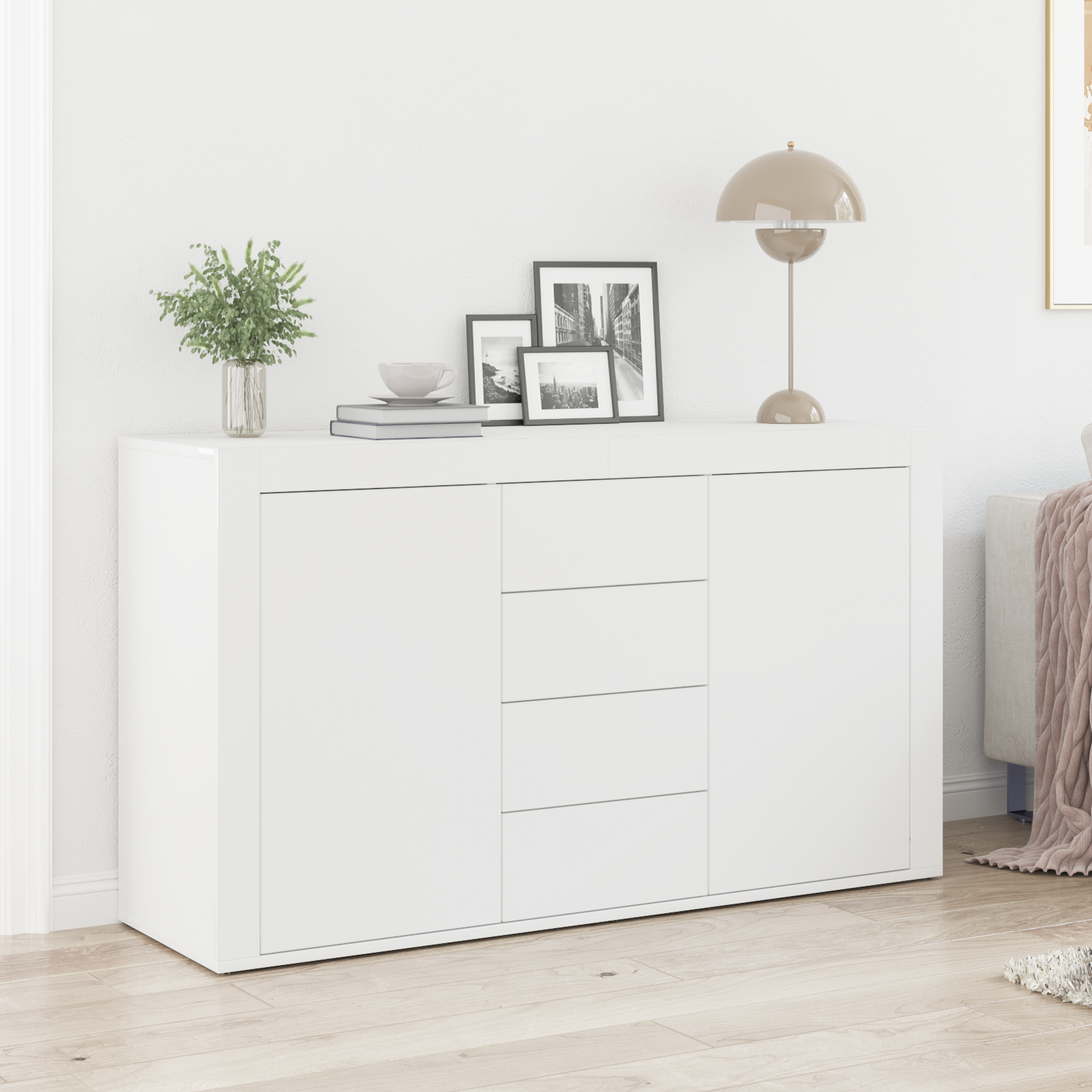 vidaXL Weißes Sideboard Weiß Holz 120 x 36 x 69 cm Stauraum
