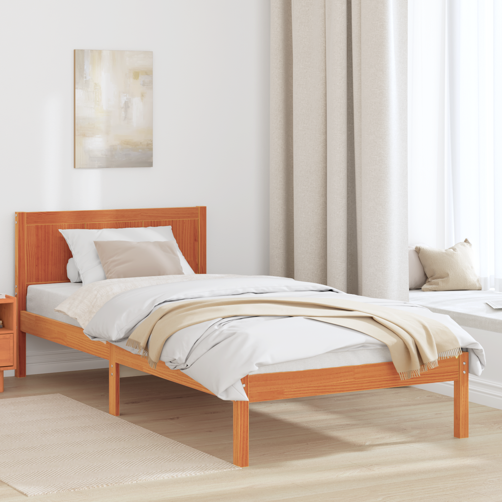 vidaXL Wachsbrown Kiefer Bettgestell Wachsbrown Massivholz Kiefer