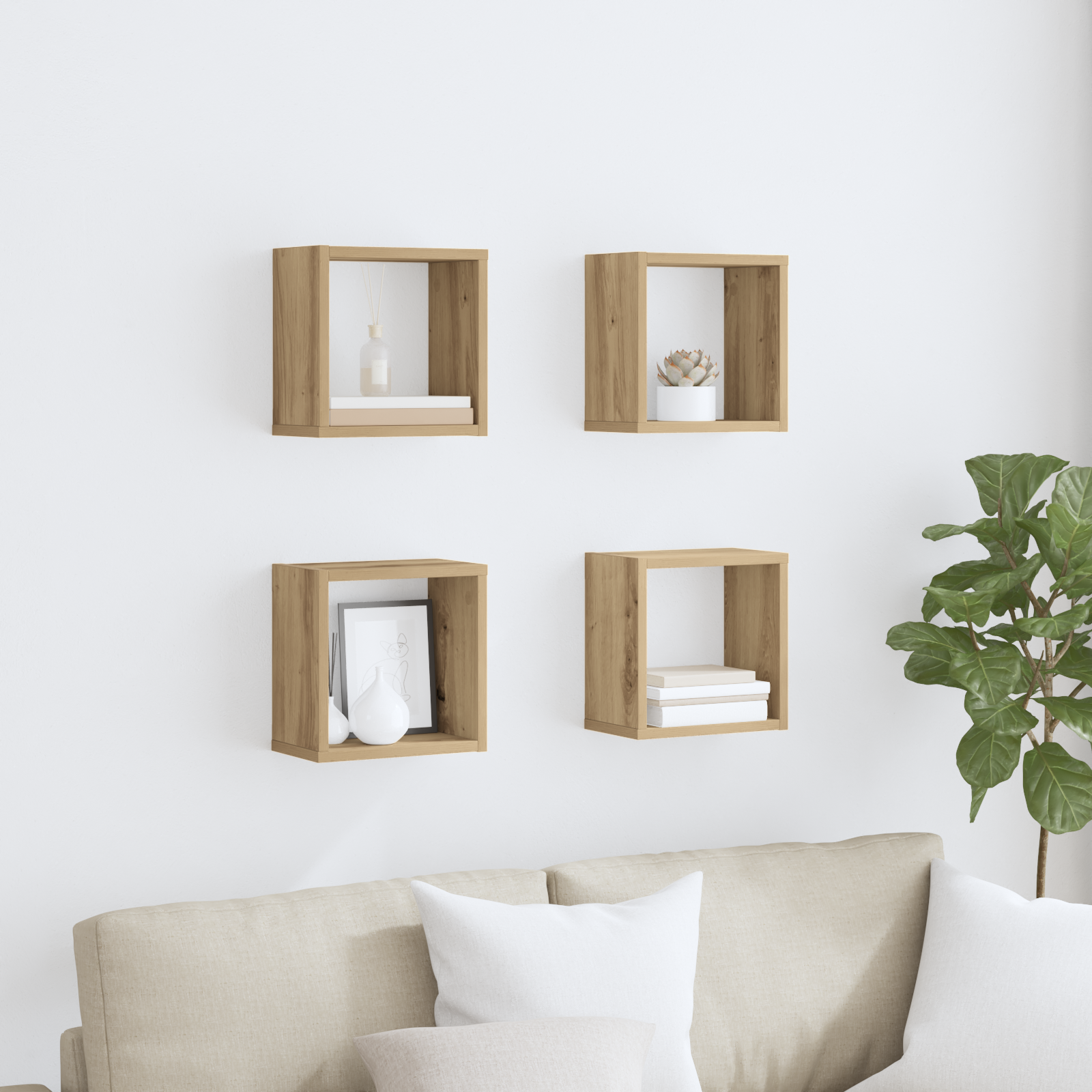 vidaXL Wandregale Artisan Eiche MDF mit Furnier 26 x 15 x 26 cm
