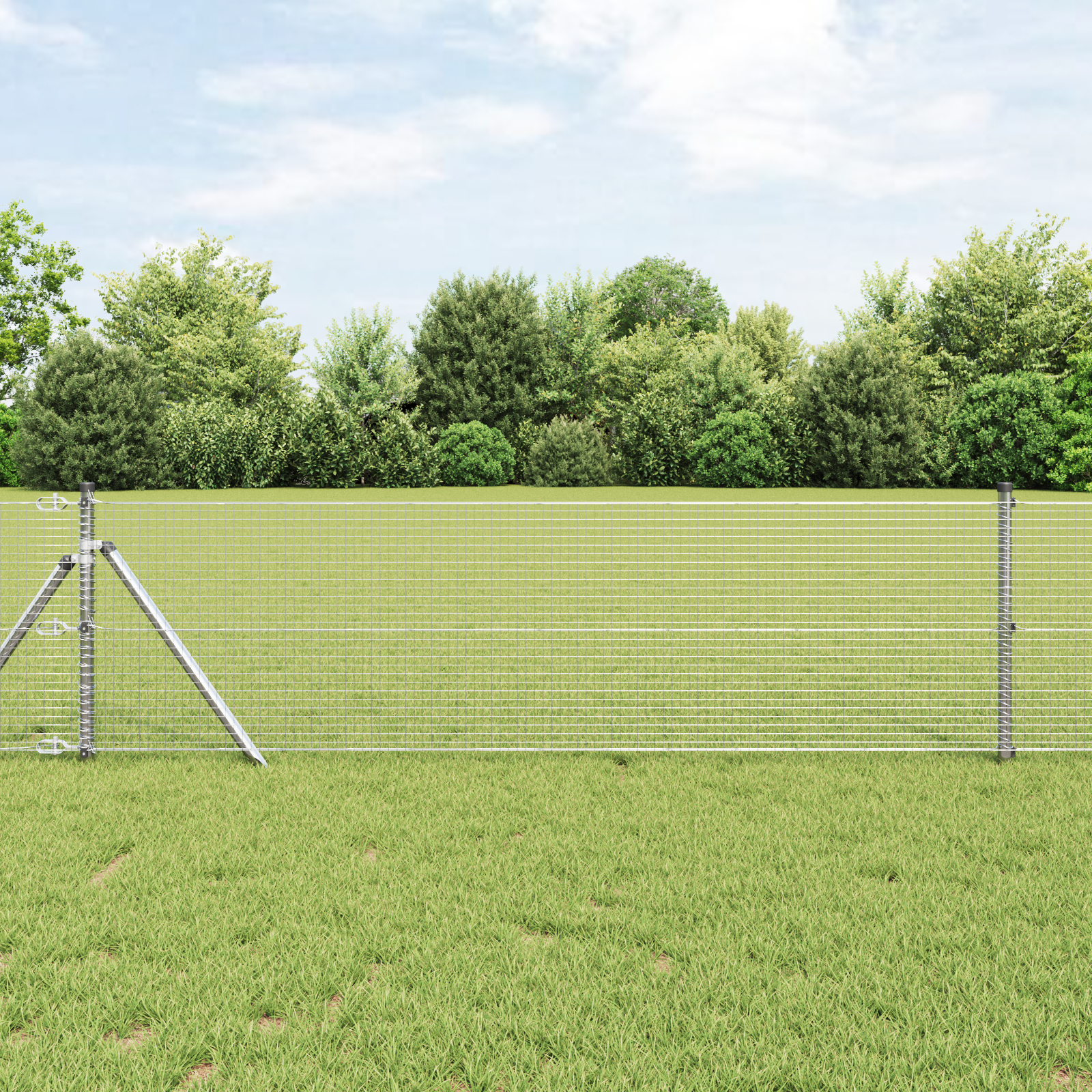 vidaXL Welded Wire Fence mit 5 Pfosten 0.8x100 m Verzinkter Stahl