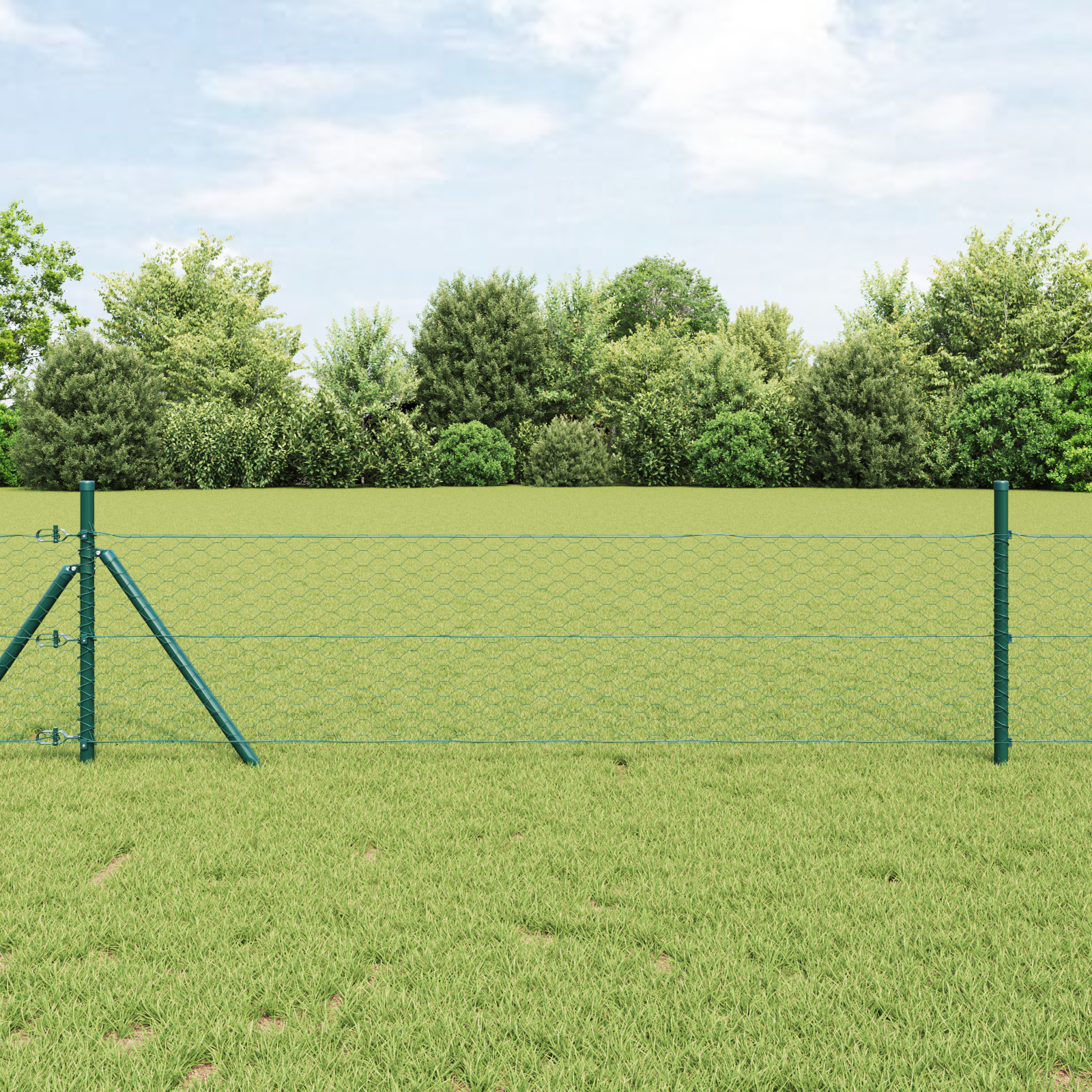 vidaXL Zaunset Set aus 2 Waldgrün Pulverbeschichteter Stahl 25 x 0,5 m