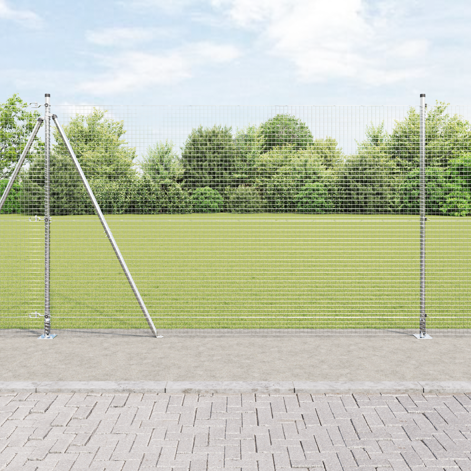 vidaXL Welded Wire Fence mit 13 Flanschpfosten 1,4x25 m Verzinkter Stahl