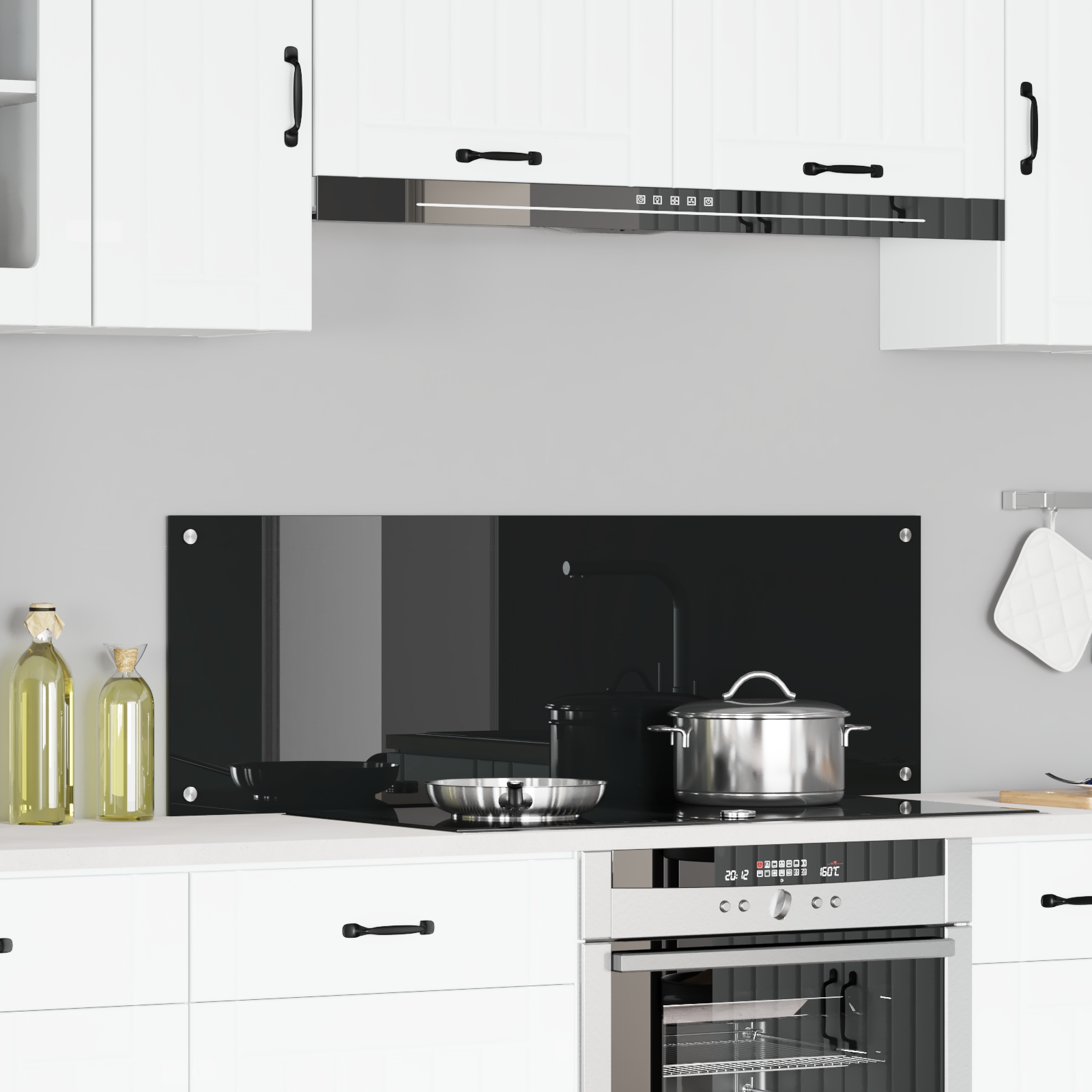vidaXL Küchenrückwand Schwarz 120x40x0,6 cm Hartglas