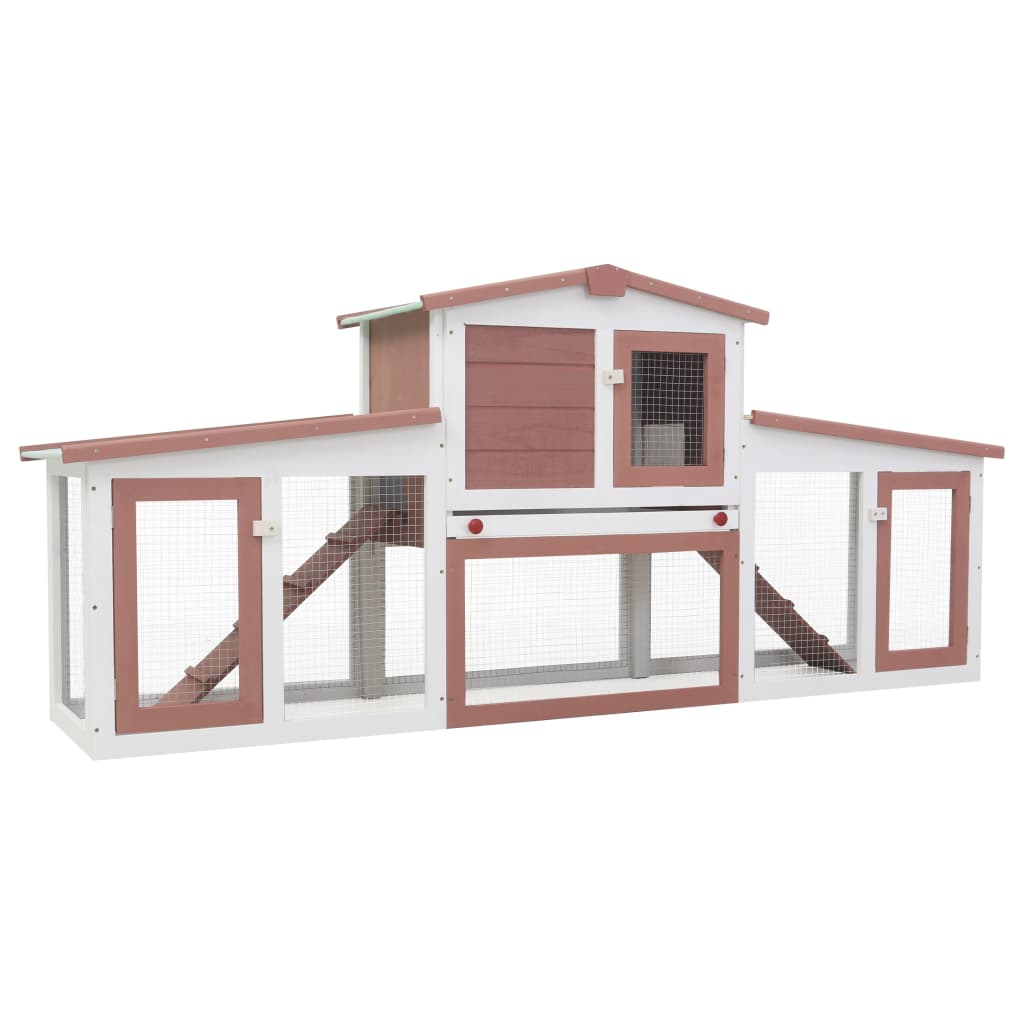 vidaXL Großer Kaninchenstall Braun und Weiß 201x45x85 cm Holz