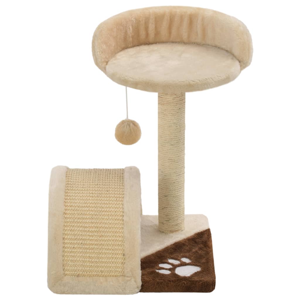 Albero Per Gatti Con Tiragraffi In Sisal 40cm Beige E Marrone - Image 4