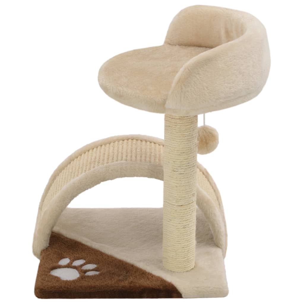 Albero Per Gatti Con Tiragraffi In Sisal 40cm Beige E Marrone - Image 3