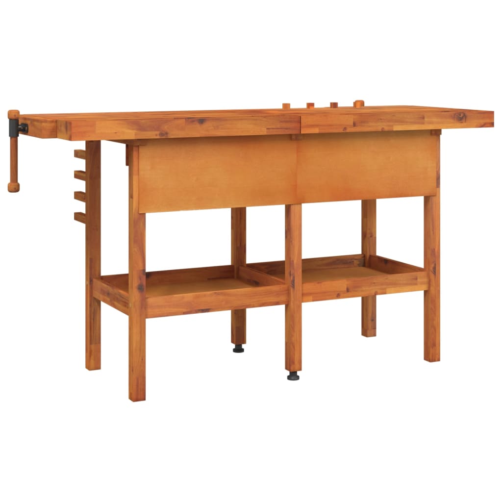 Banco Lavoro Cassetti E Morse 162x62x83cm Legno Massello Acacia - Image 6