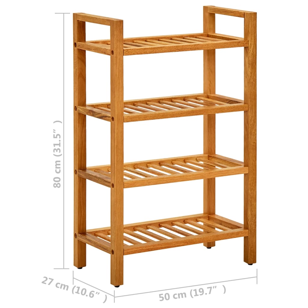Scarpiera Con 4 Ripiani 50x27x80 Cm In Legno Massello Di Rovere - Image 6