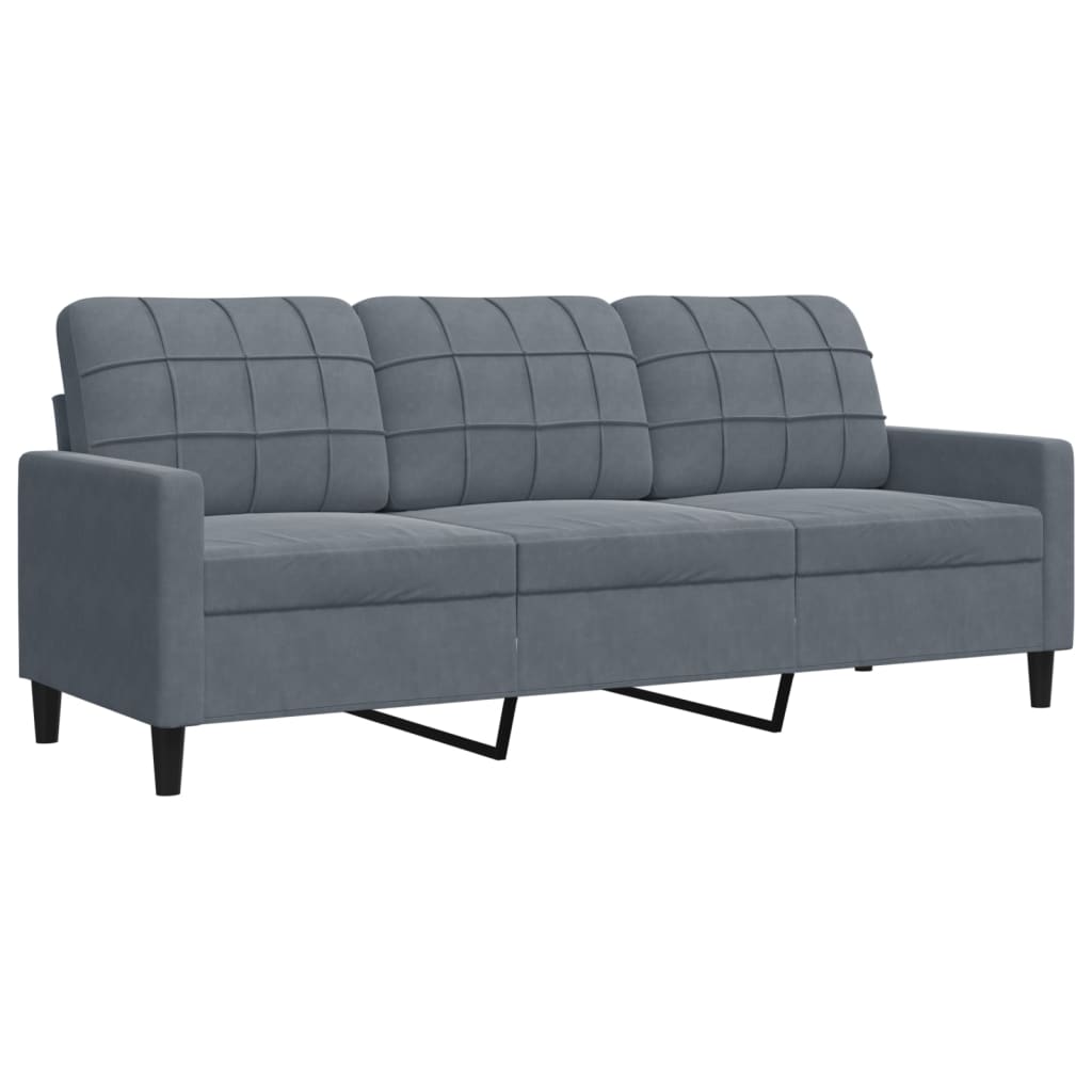 Set Di Divani 3 Pz Con Cuscini E Rinforzi Grigio Scuro Velluto - Image 4