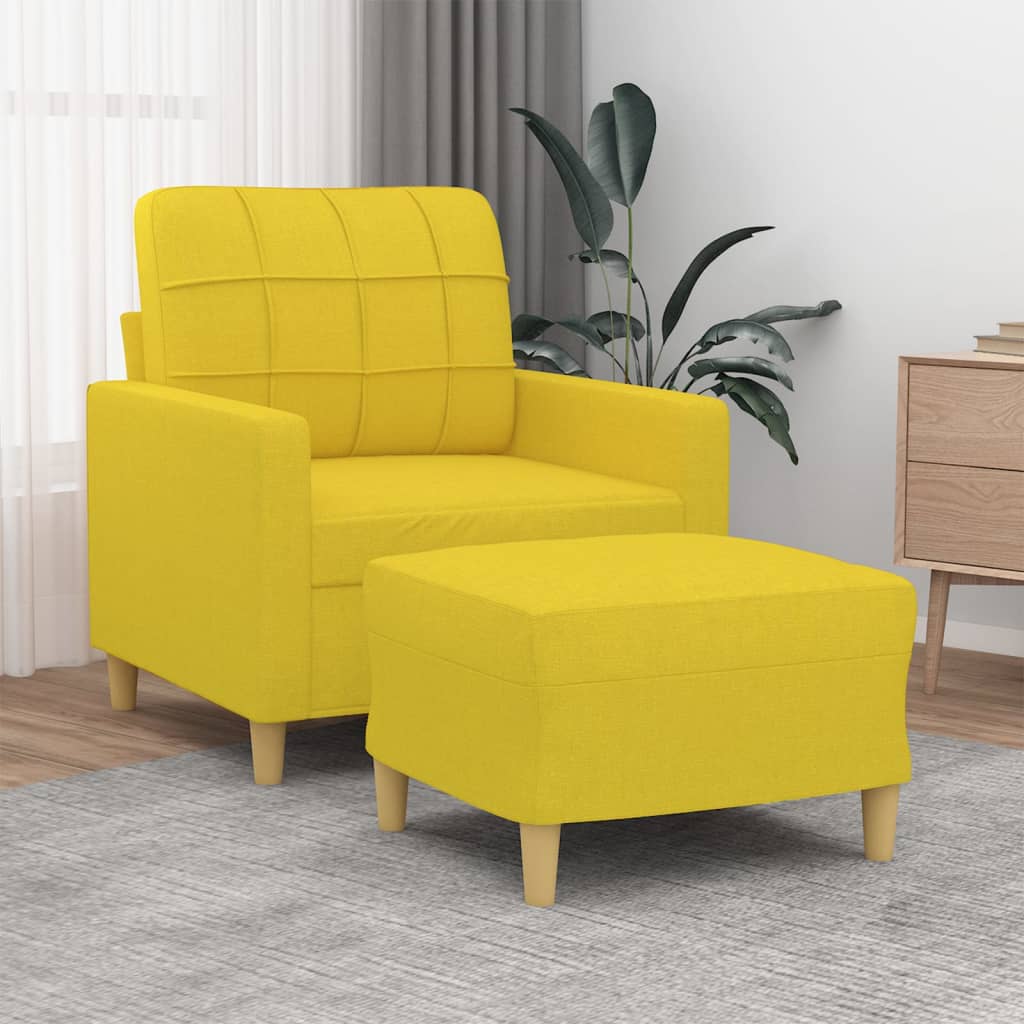 Poltrona Con Poggiapiedi Giallo Chiaro 60 Cm In Tessuto