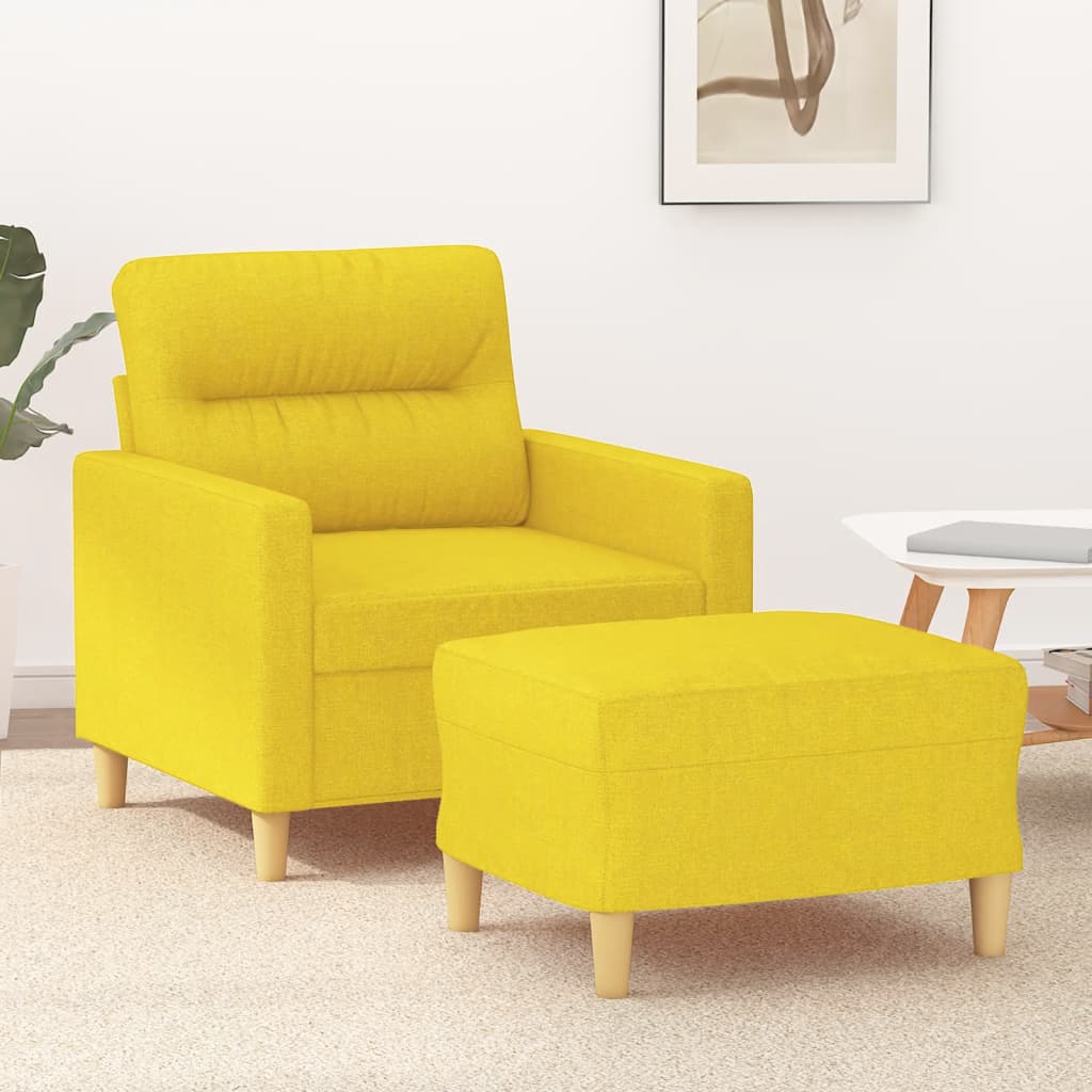 Poltrona Con Poggiapiedi Giallo Chiaro 60 Cm In Tessuto
